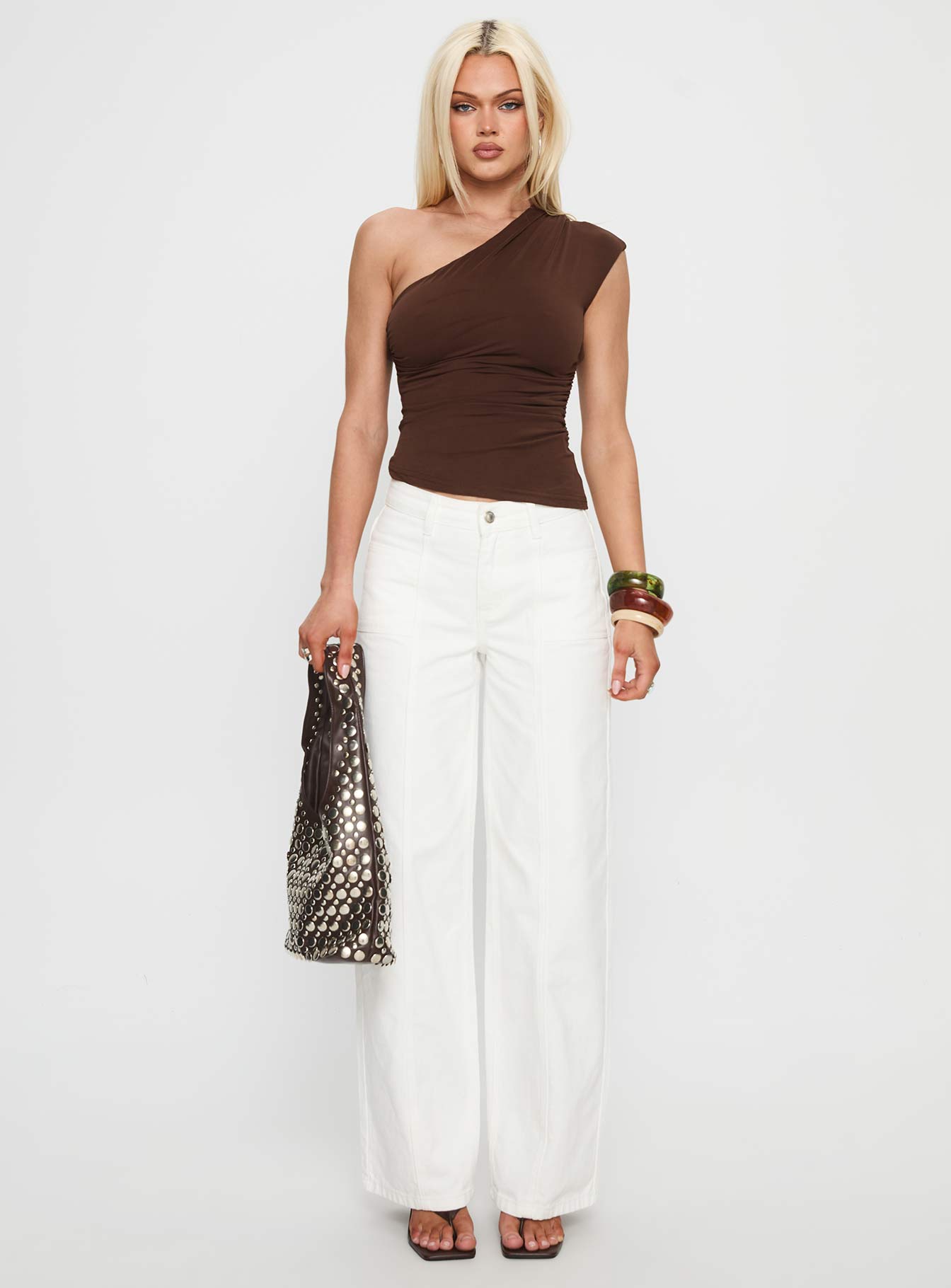 Taji Mid Rise Wide Leg Jeans White - Image 7
