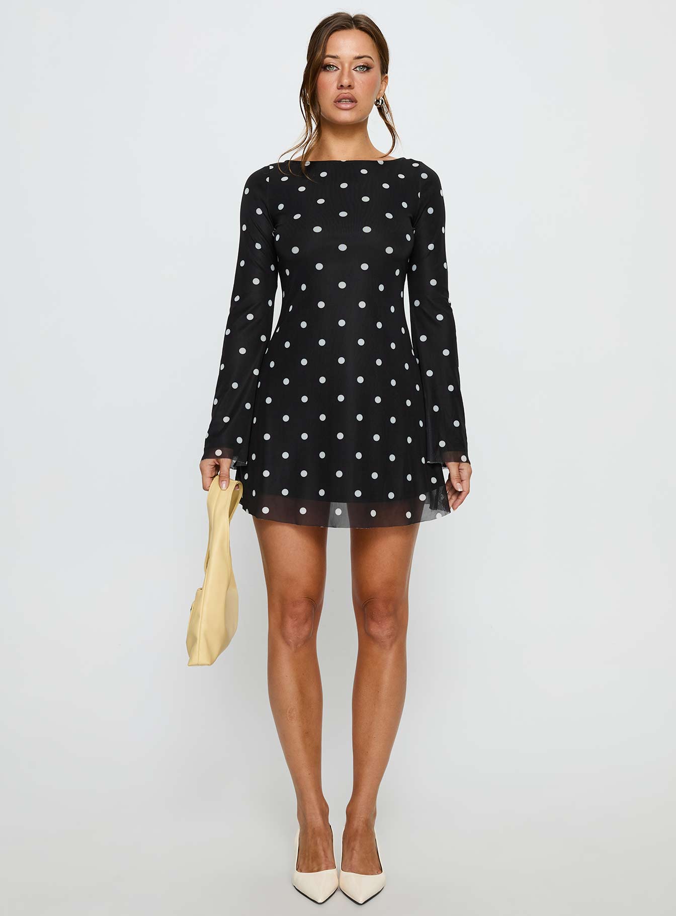 Lukea Long Sleeve Mini Dress Black Polka Dot - Image 7