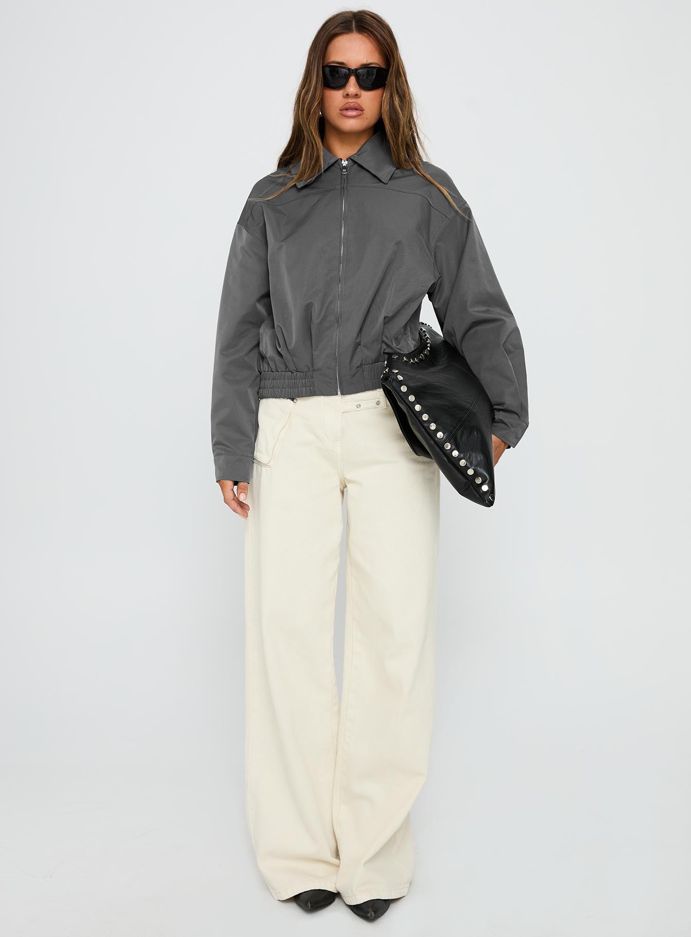 Call You Up Bomber Jacket Charcoal - Image 7