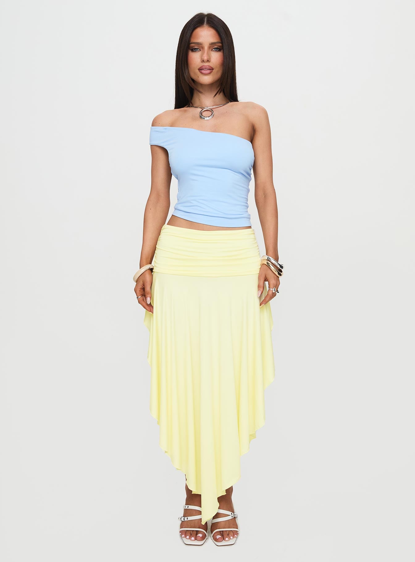 Symphonia Asymmetrical Midi Skirt Butter Yellow - Image 7