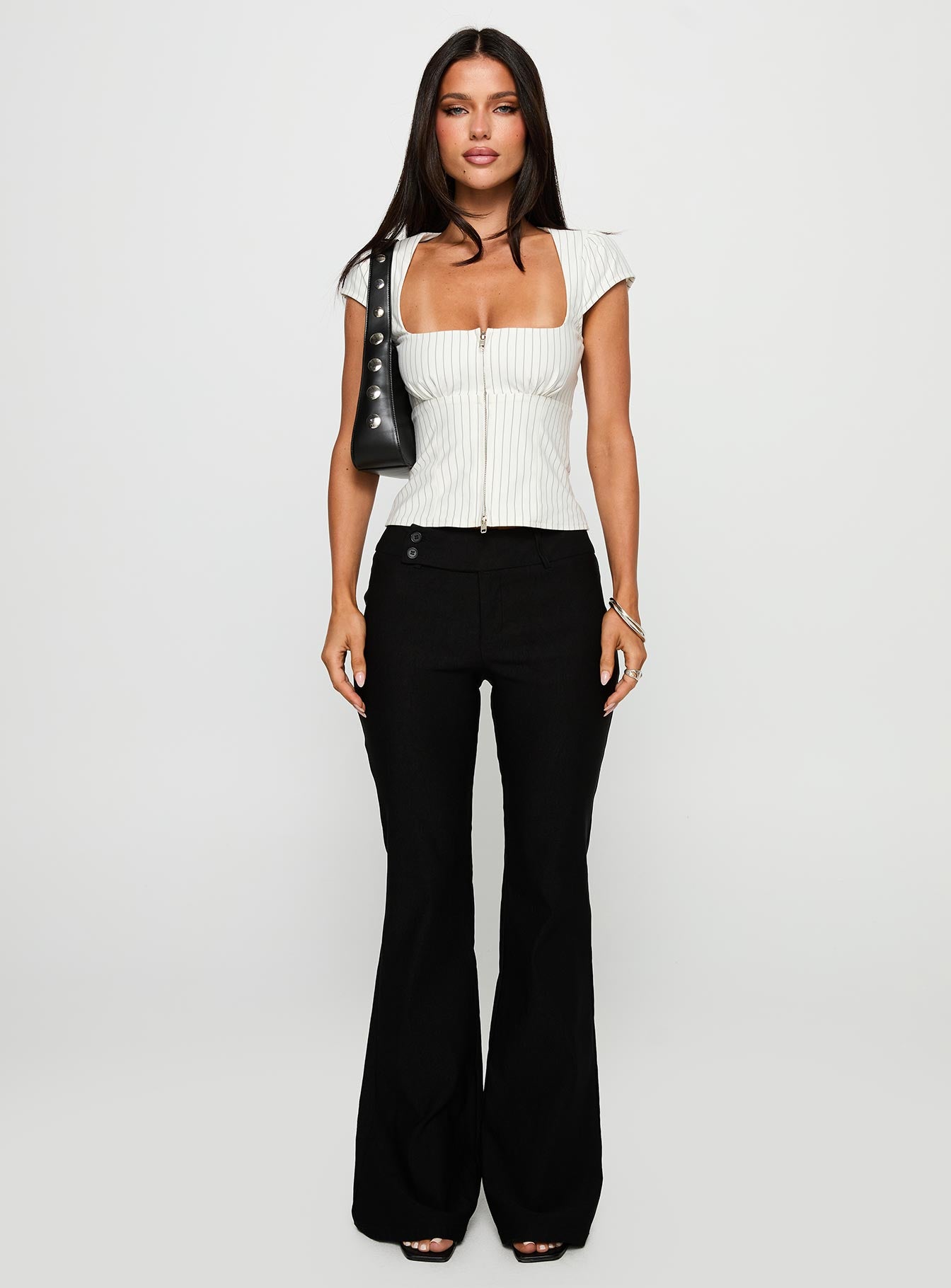 Santa Cruz Zip Through Top White Pinstripe - Image 7