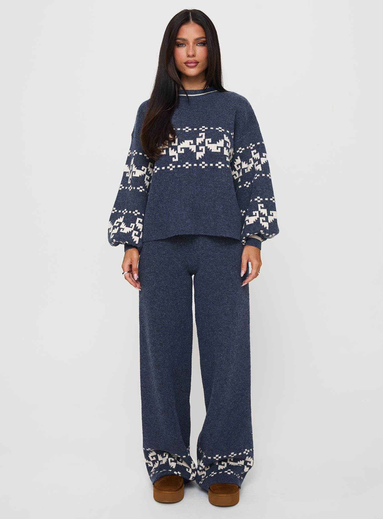 Alpine Knit Pants Navy Cream - Image 7