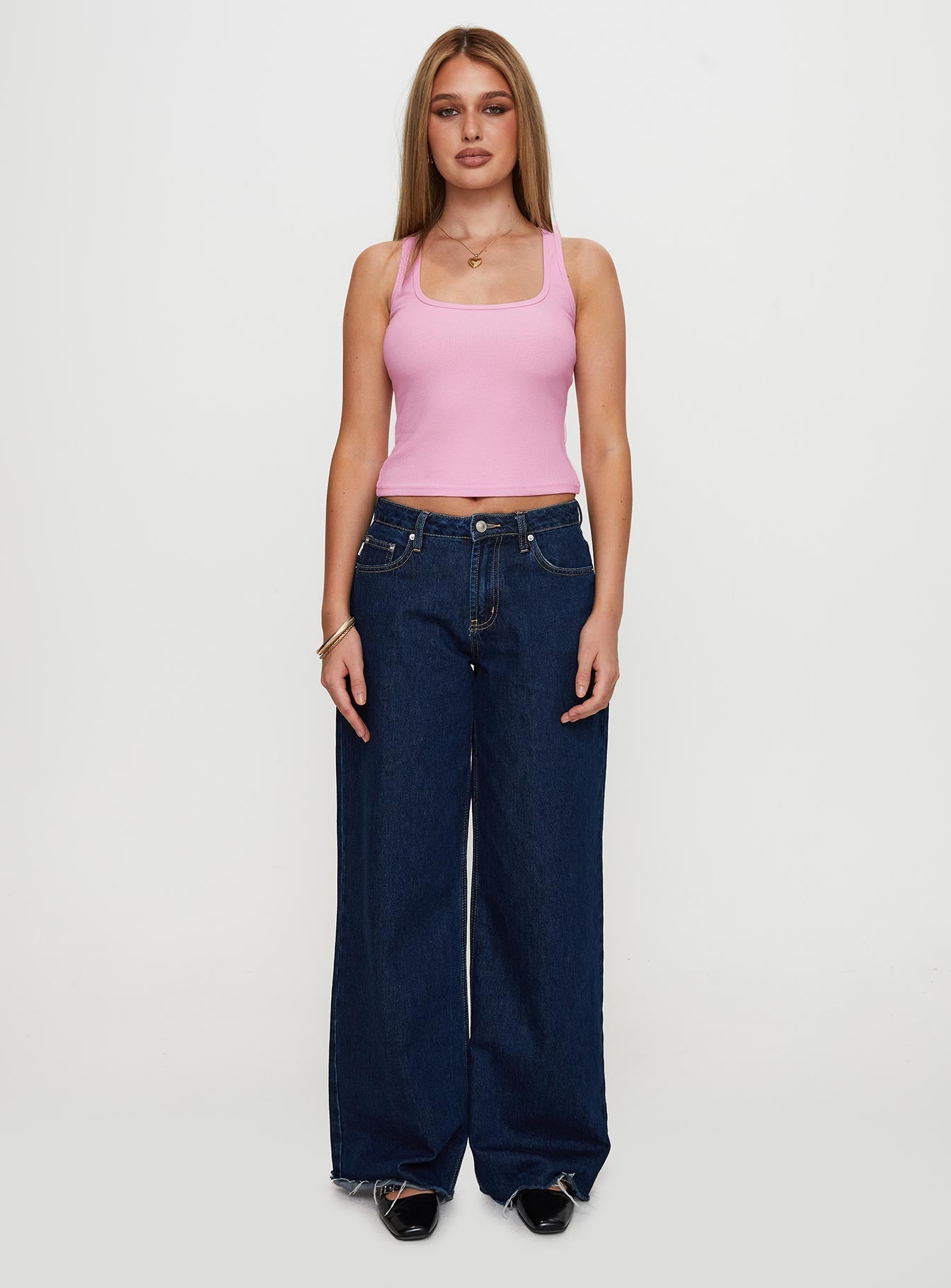 Baseline Square Neck Rib Tank Top Pale Pink - Image 7
