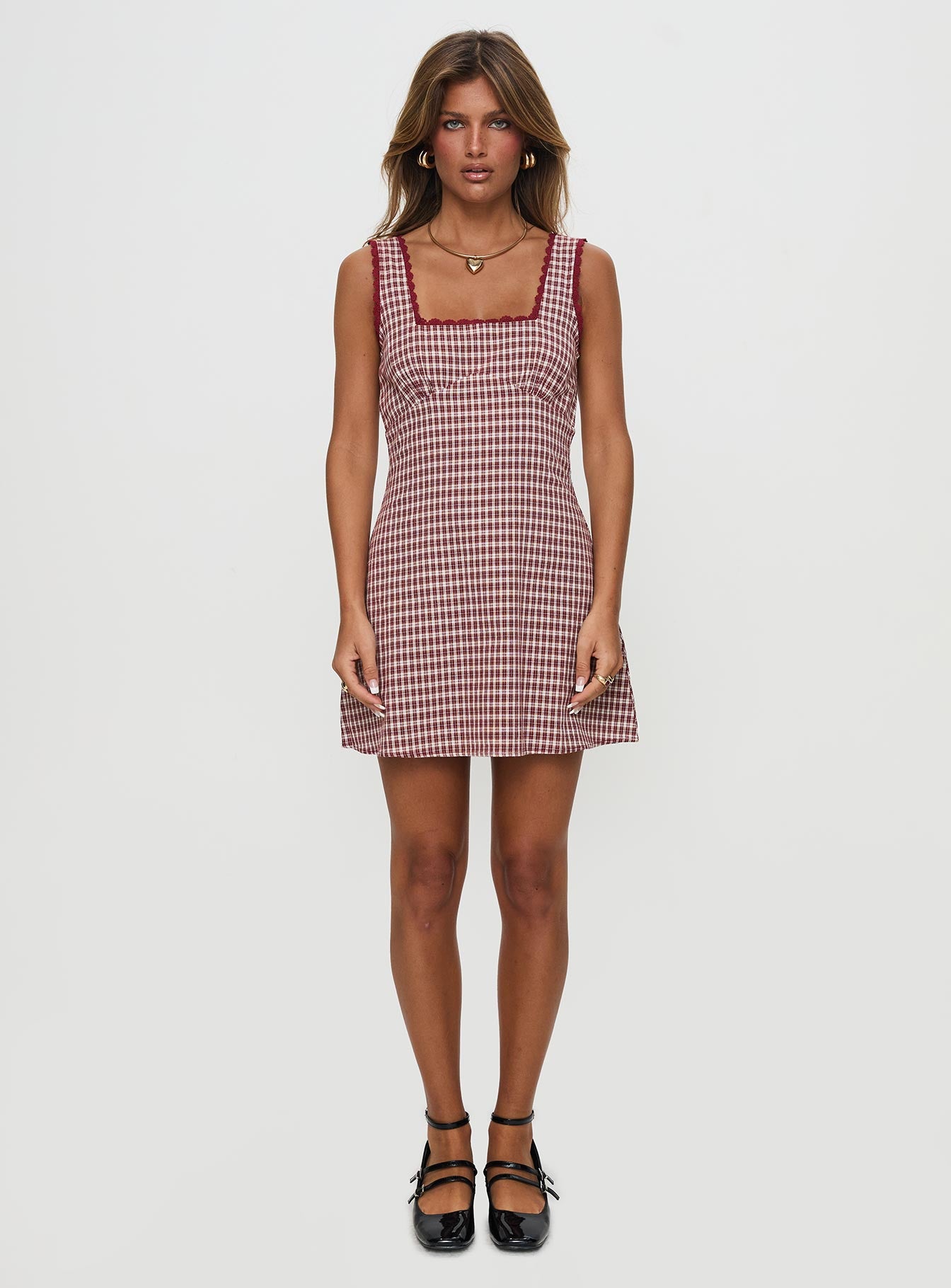 Dasha Mini Dress Red Check Petite - Image 2