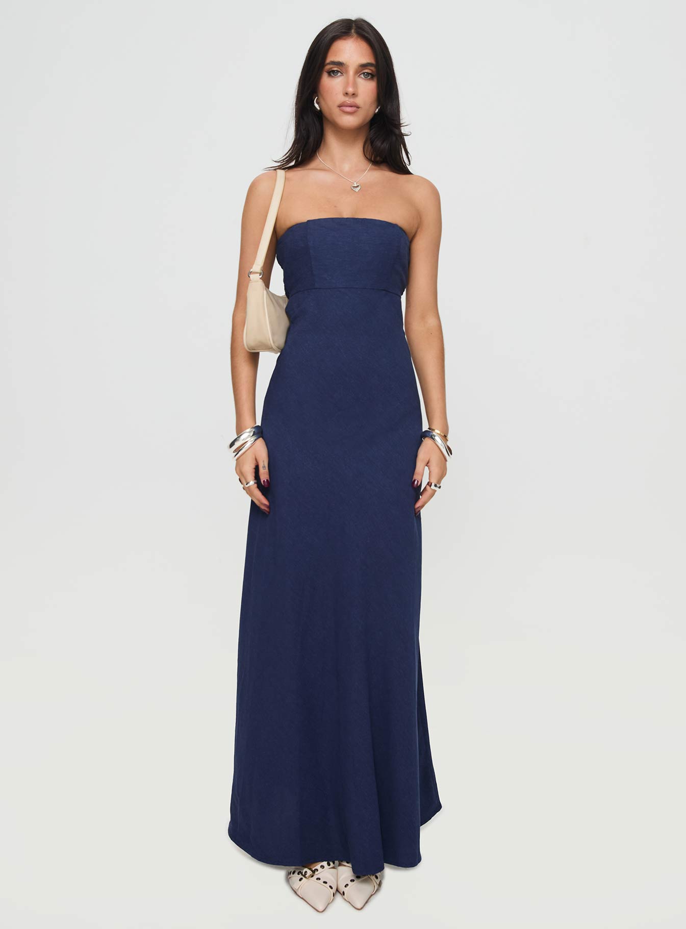 Yahir Strapless Maxi Dress Navy - Image 6