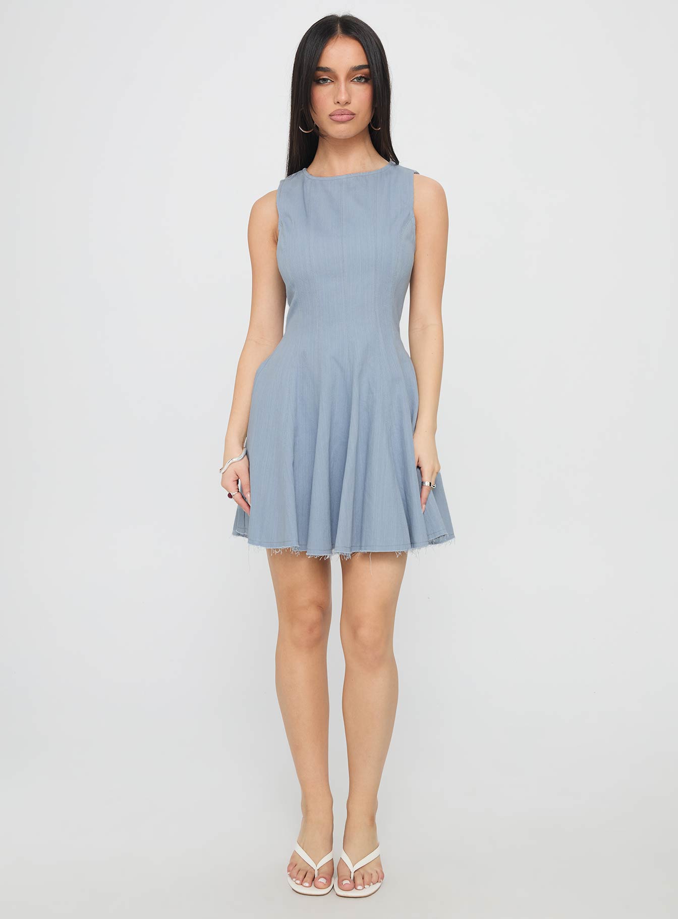 Composure Pleat Mini Dress Blue - Image 6