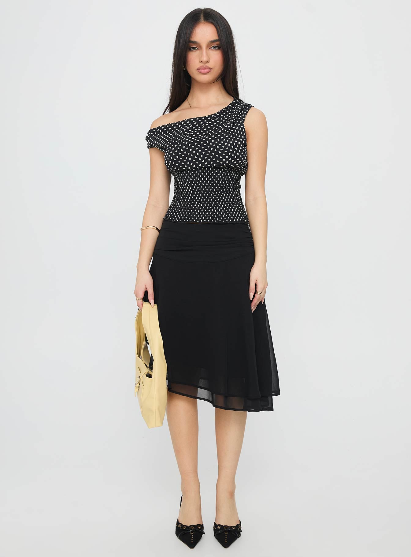 Evanescence Asymmetrical Midi Skirt Black - Image 7