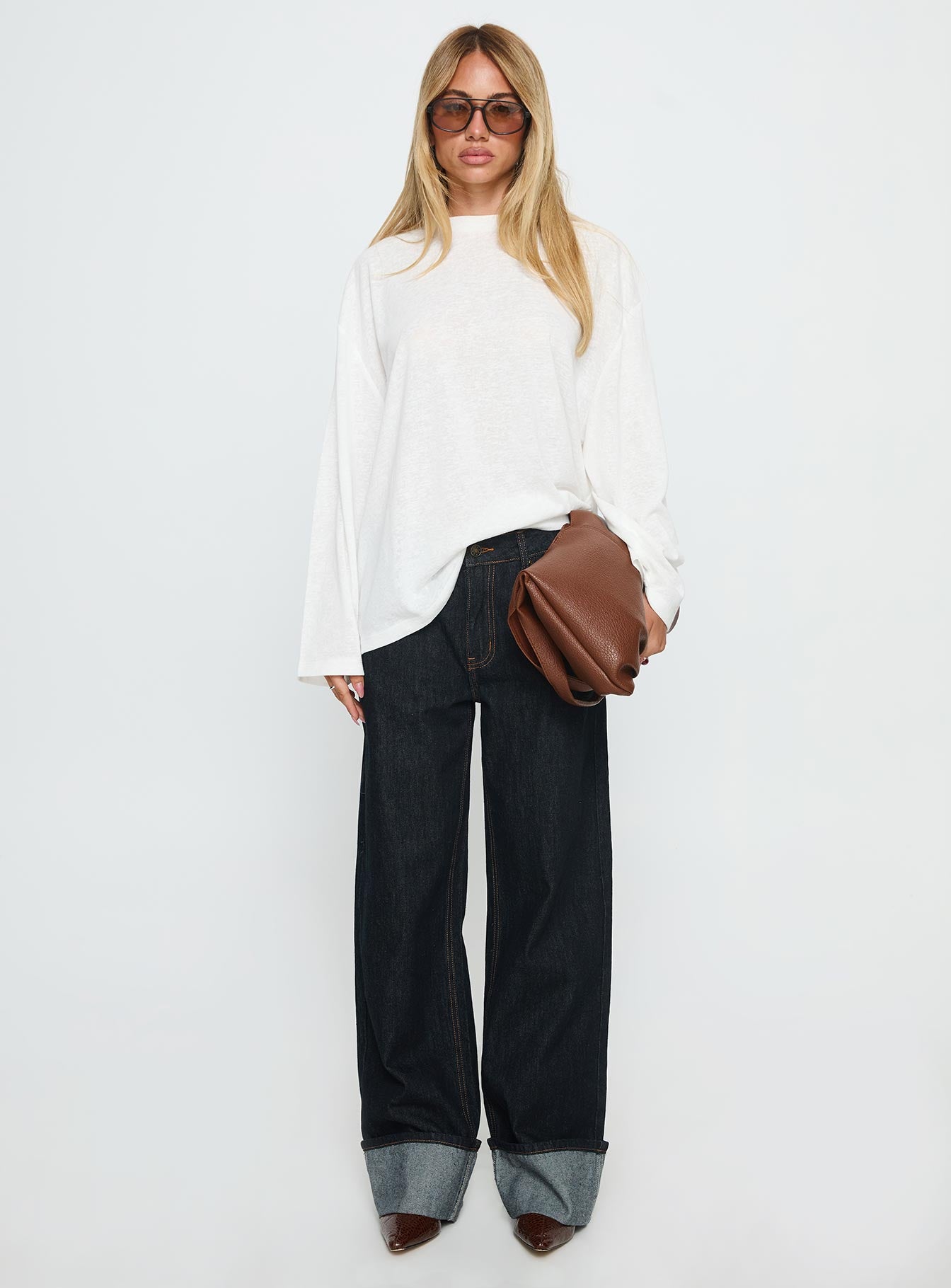 Zaydee Oversized Long Sleeve Top White - Image 7