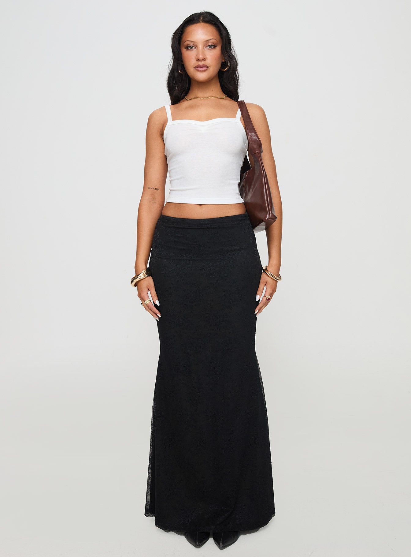 Essentials Ruched Rib Cami Top White - Image 7