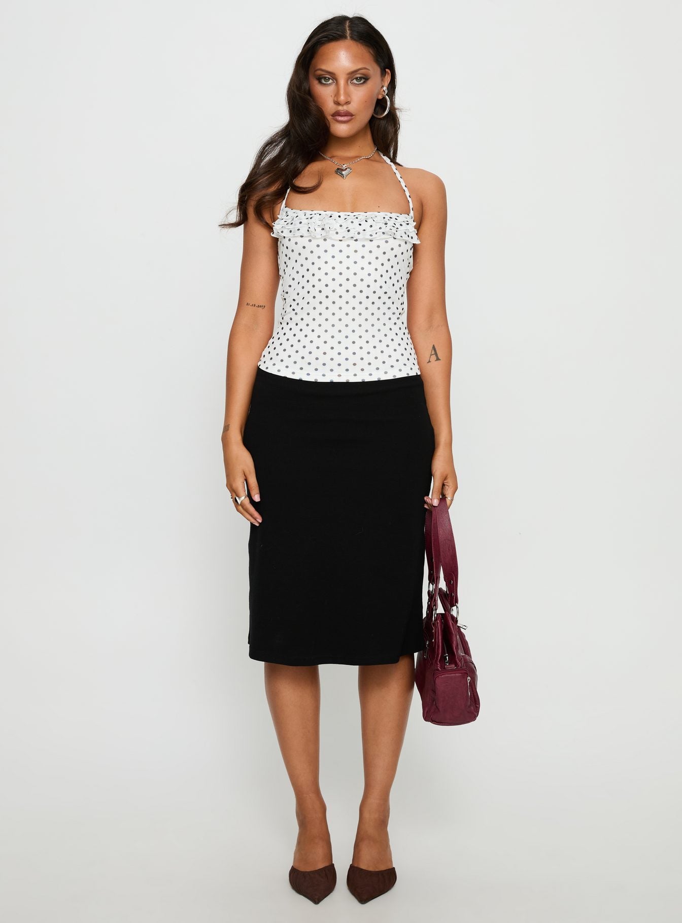Days Of Summer Ruffle Top White Polka - Image 7