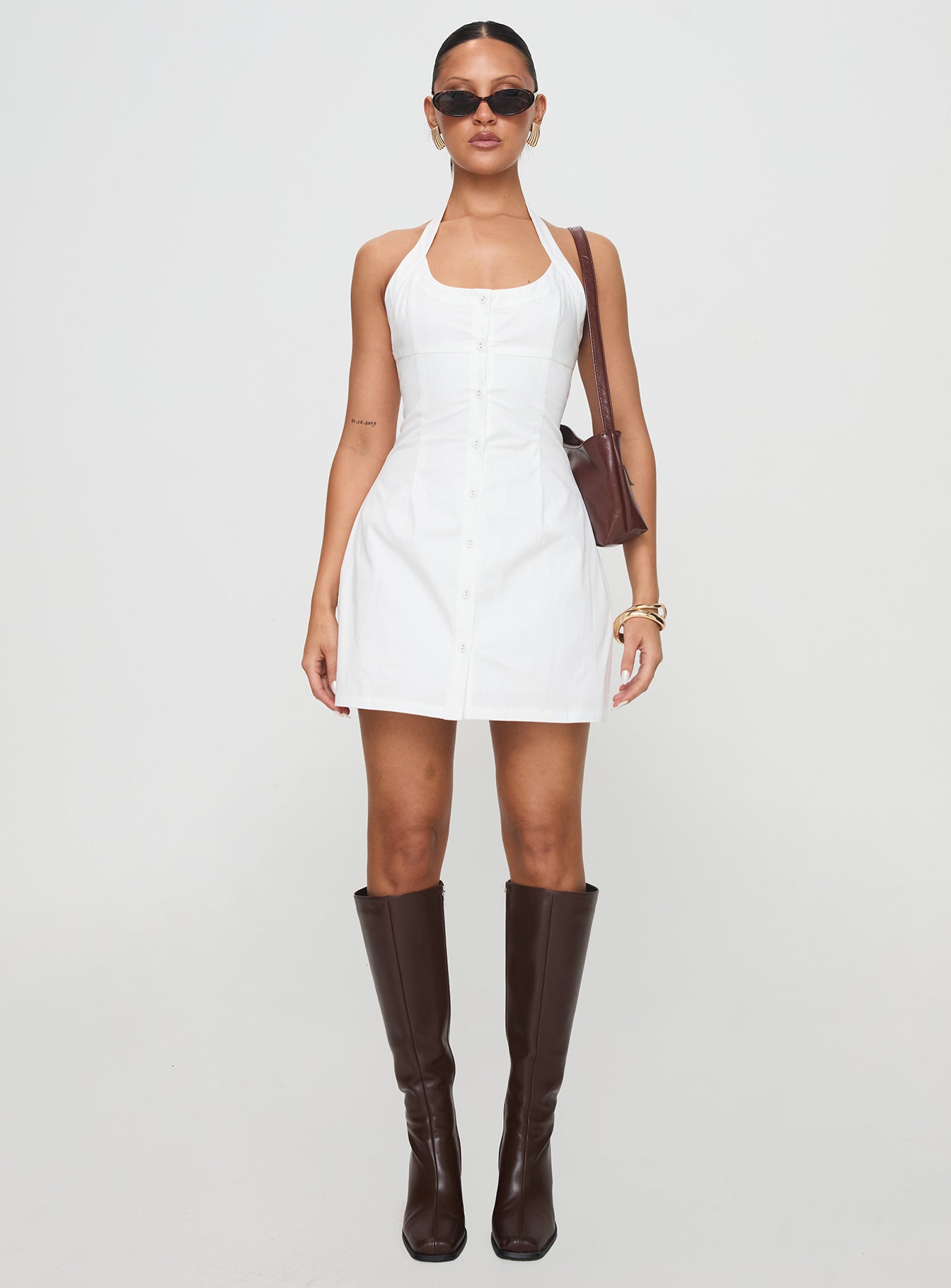 Mallorie Halter Mini Dress White - Image 7