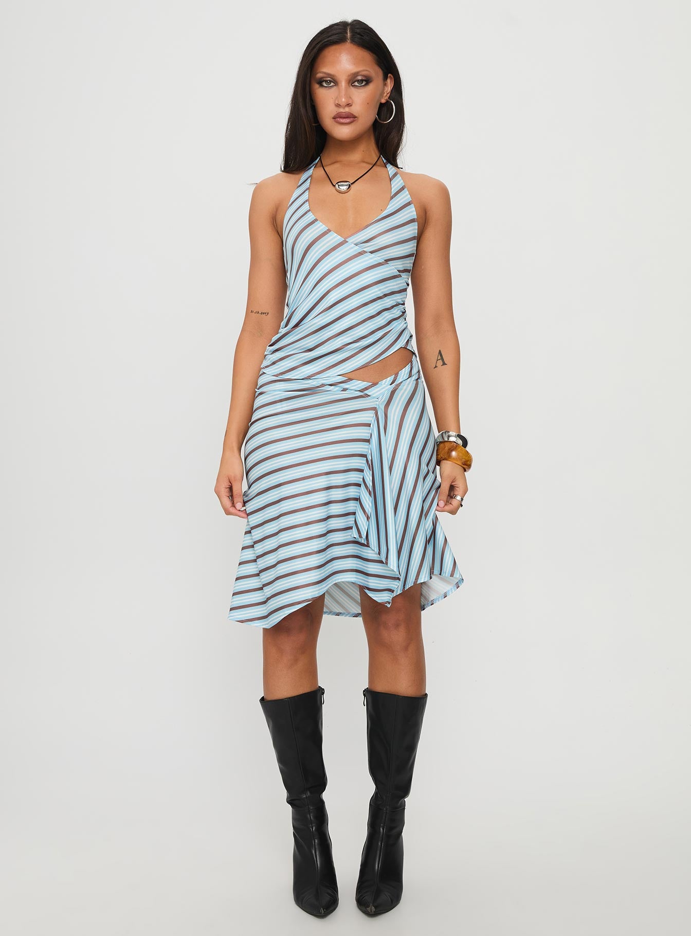 Esmeray Midi Skirt Blue Stripe - Image 7
