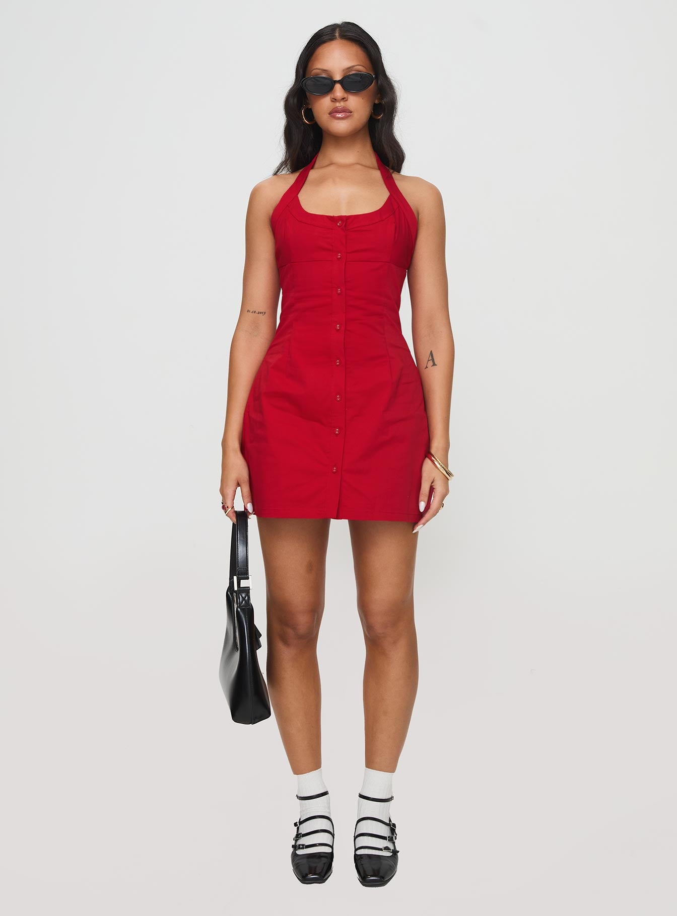 Mallorie Halter Mini Dress Red - Image 9
