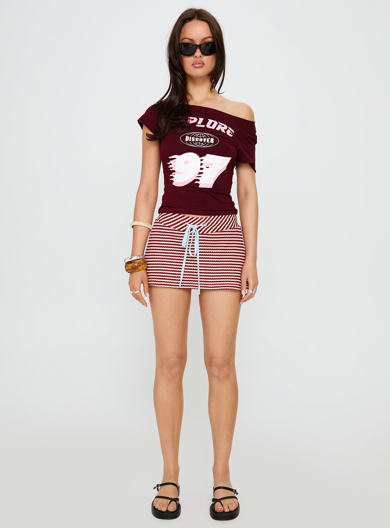 Bexi Textured Skort Red White Stripe - Image 7