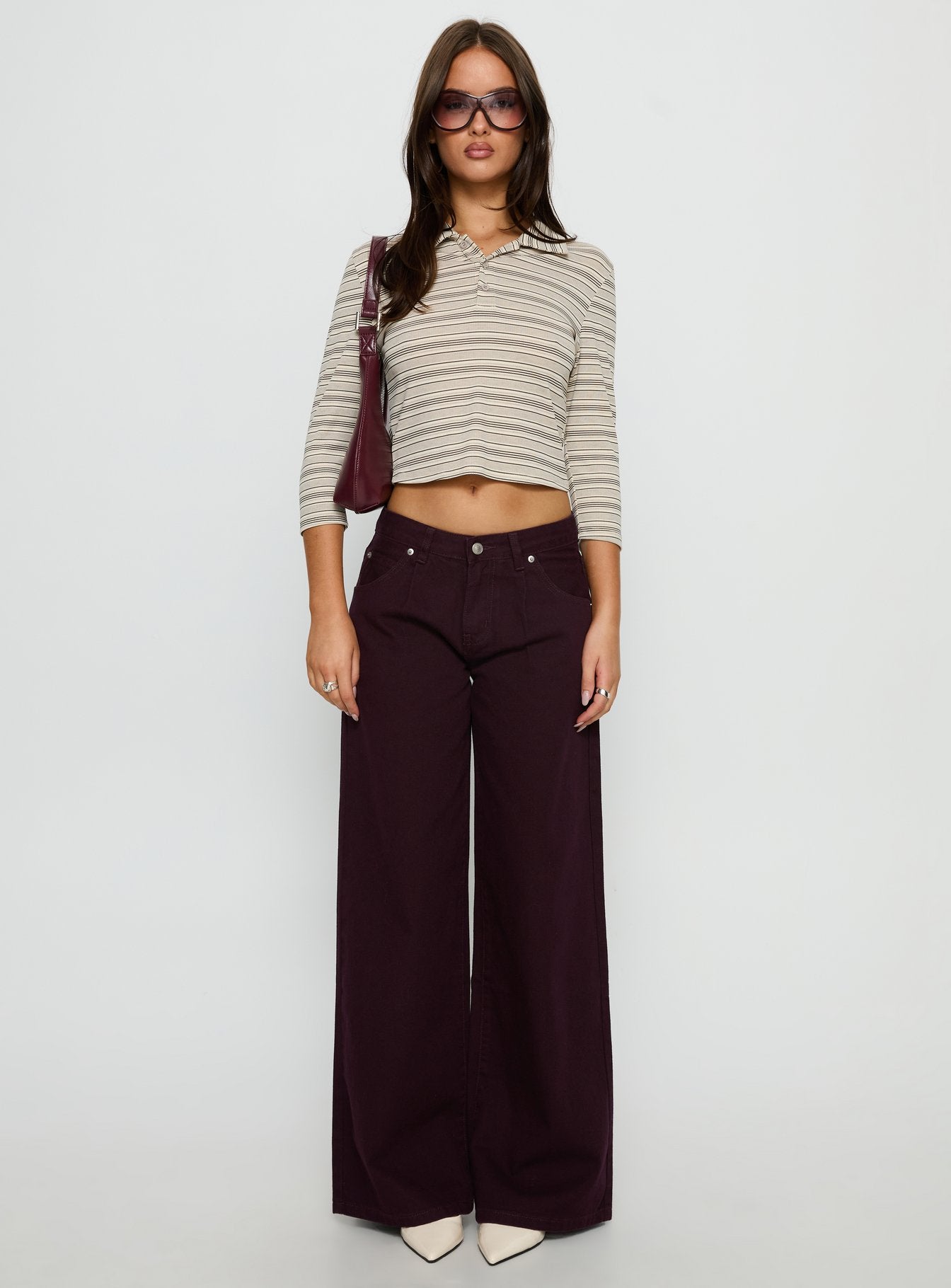 Jaeda Collared 34 Sleeve Top Stripe - Image 6