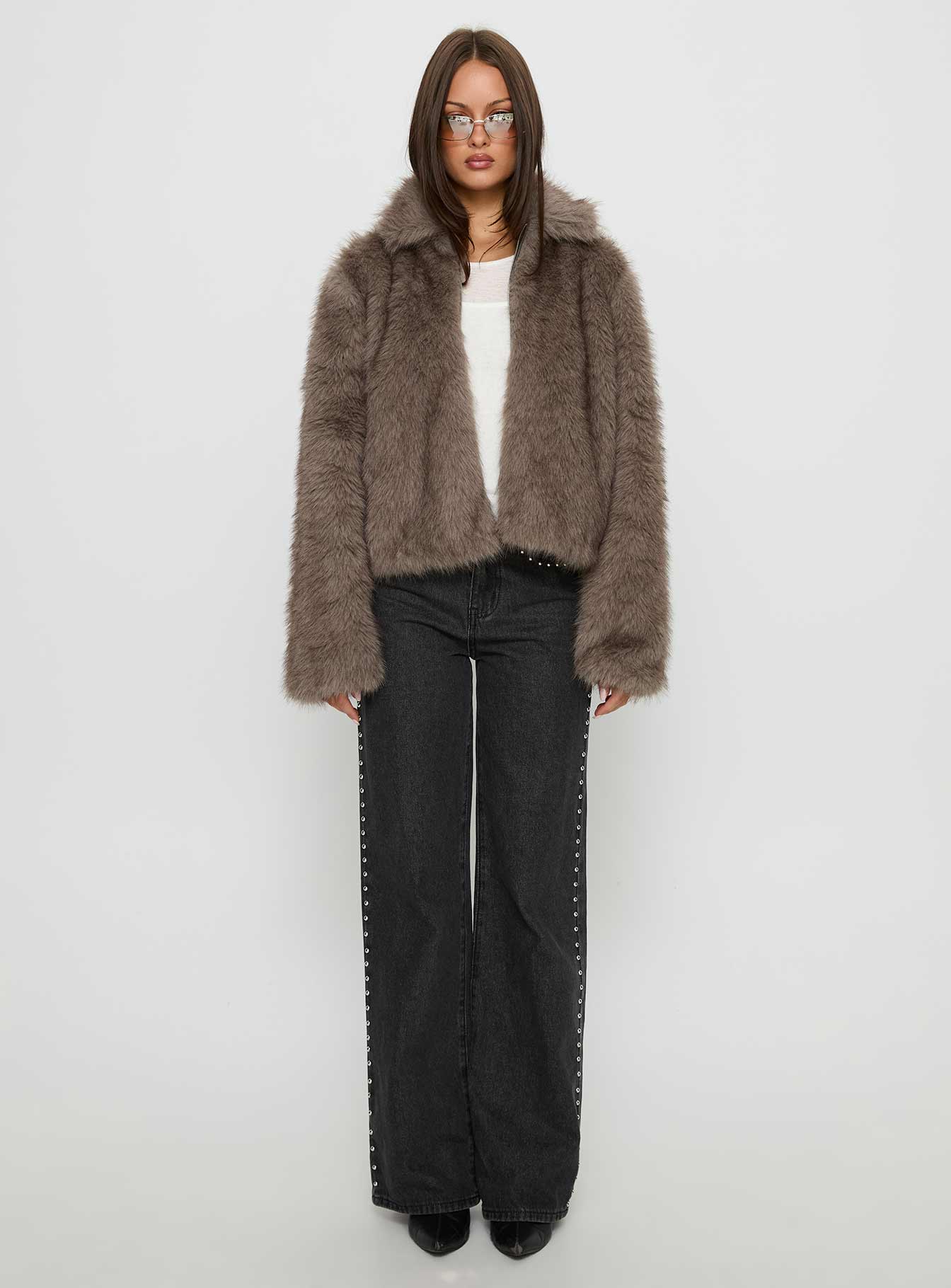 Kimberli Faux Fur Collared Jacket Brown - Image 7