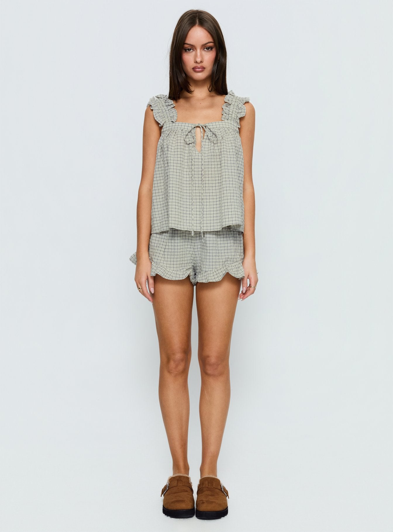 Santabelle Frill Shorts Check - Image 7