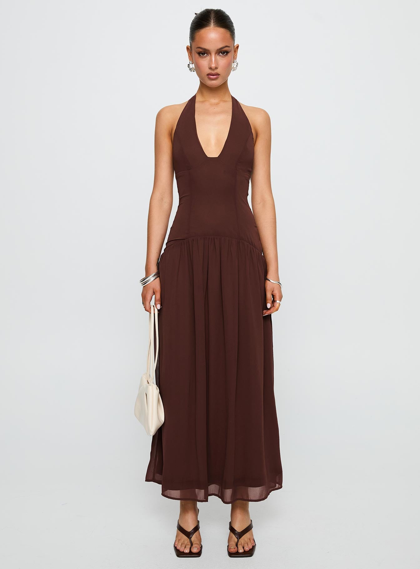 Chestnut Drop Waist Maxi Dress Brown - Image 7