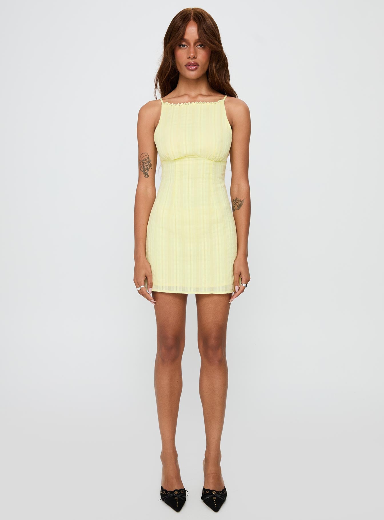 I Know Places Mini Dress Lemon - Image 6
