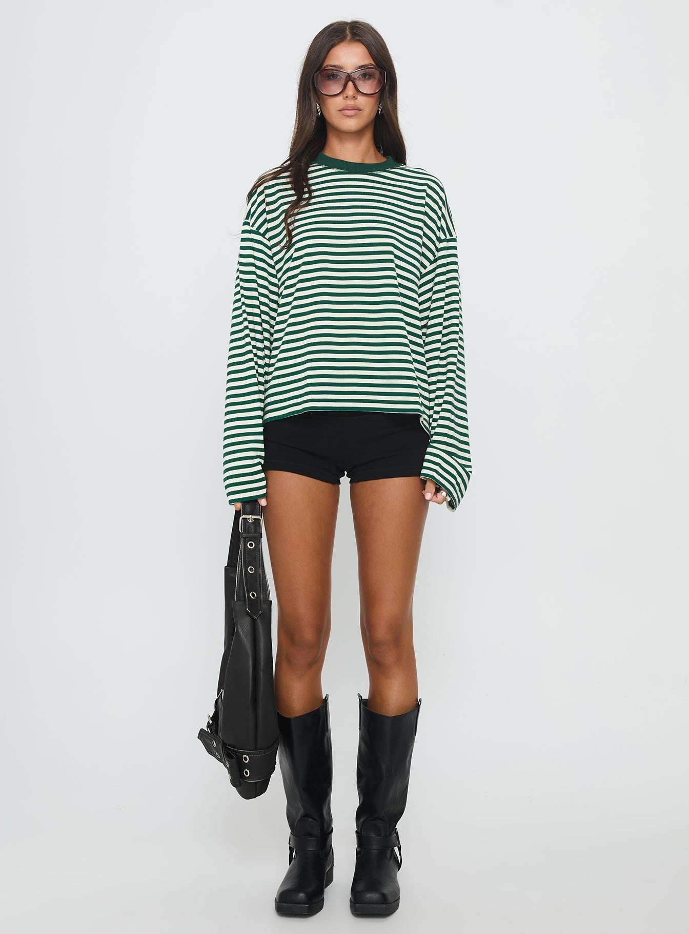 Bloom Long Sleeve Top Moss Stripe - Image 7