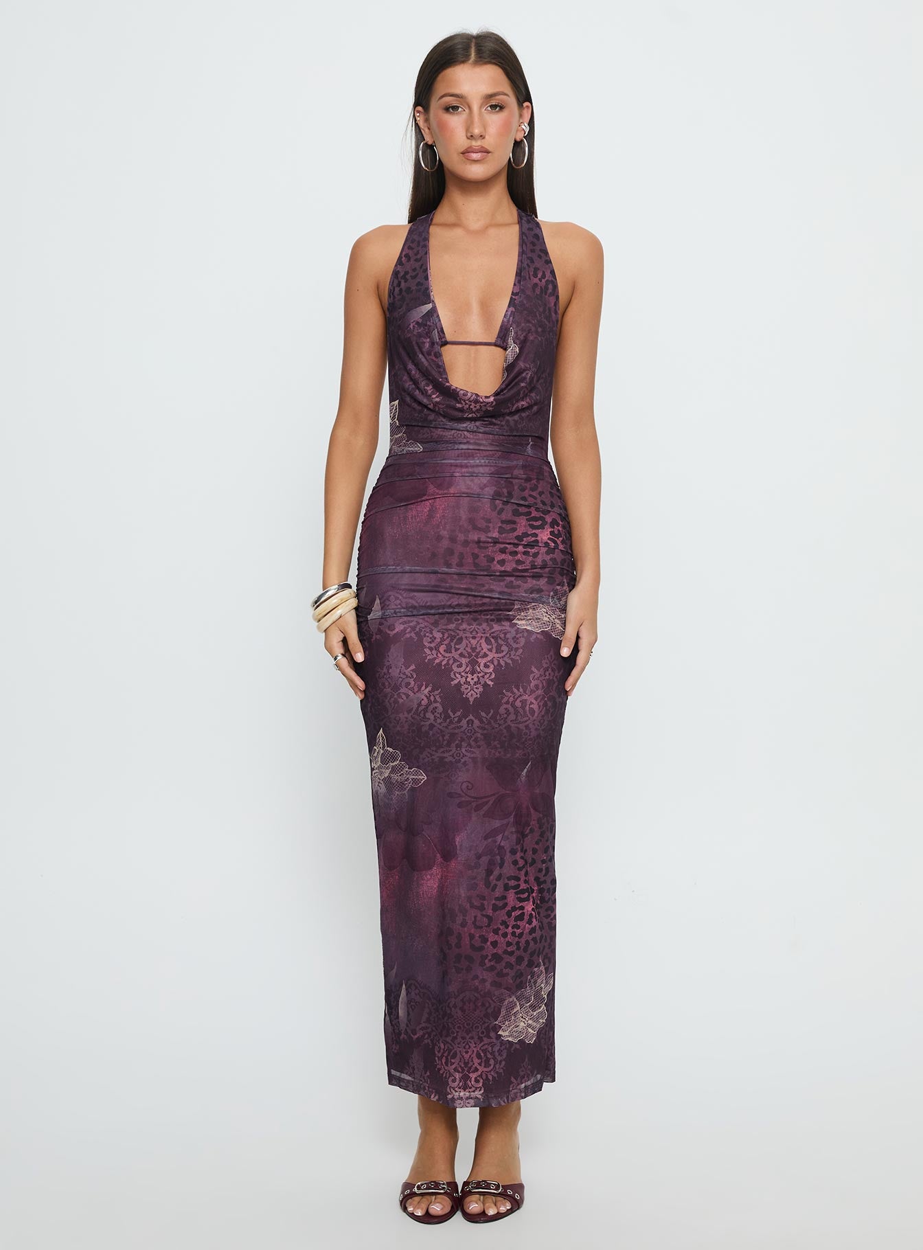 Manaia Cowl Halter Neck Maxi Dress Multi - Image 7