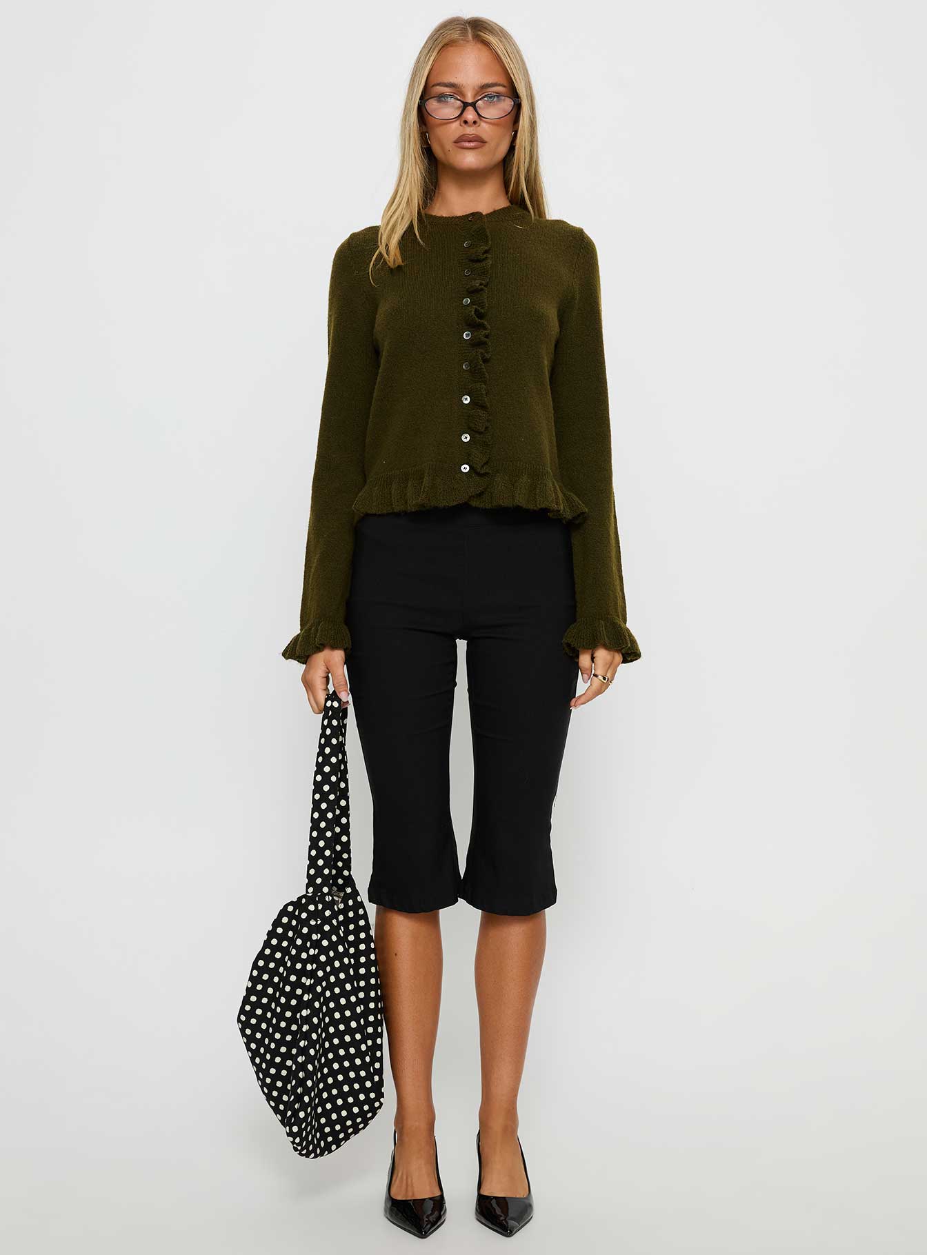 Inclination Frill Cardigan Moss - Image 6