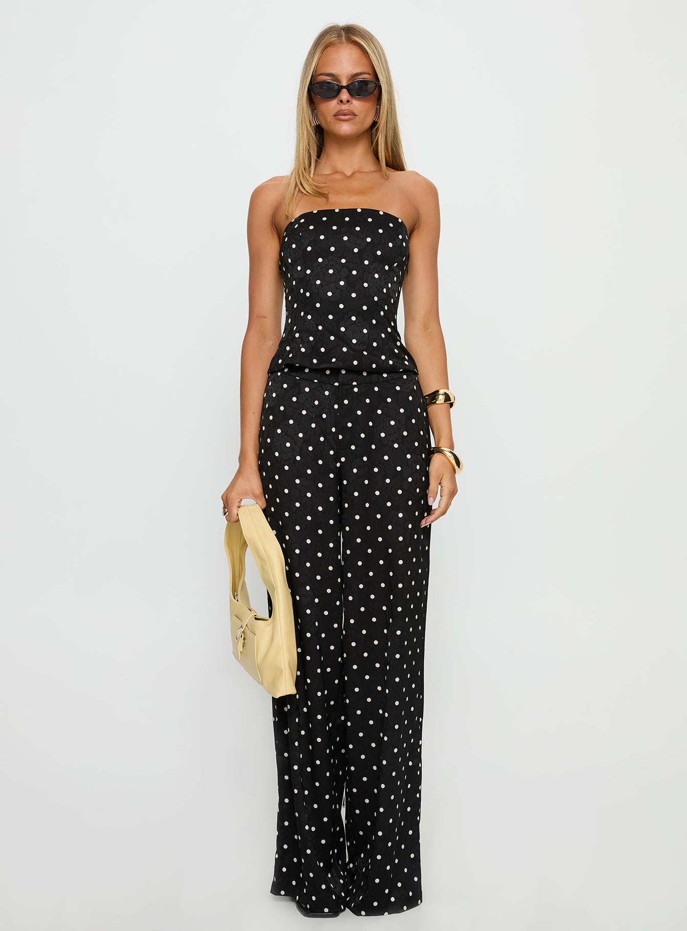 Powdered Sugar Strapless Set Black Polka - Image 7