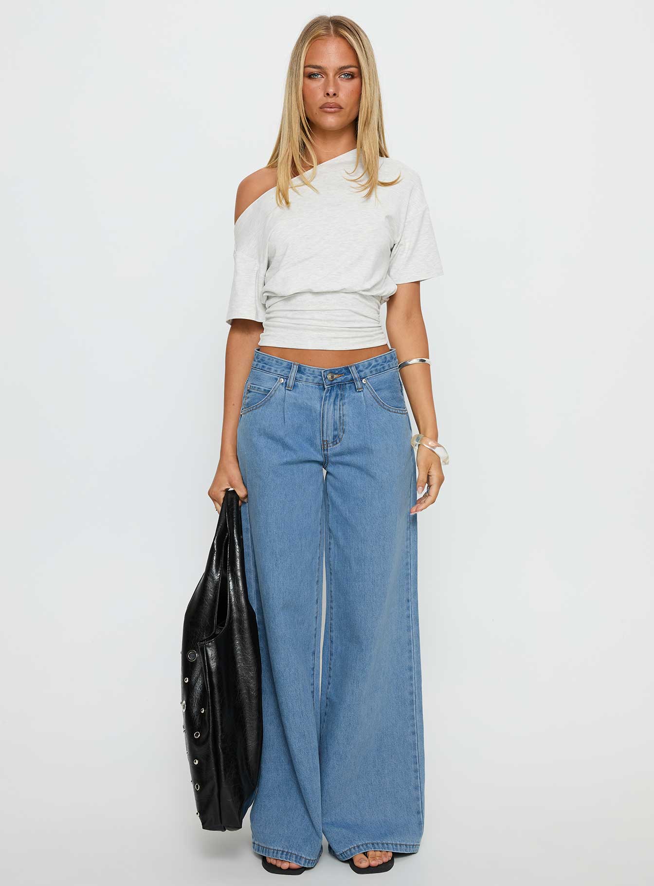 Supercut Low Rise Baggy Pleat Jeans Light Blue Wash - Image 7