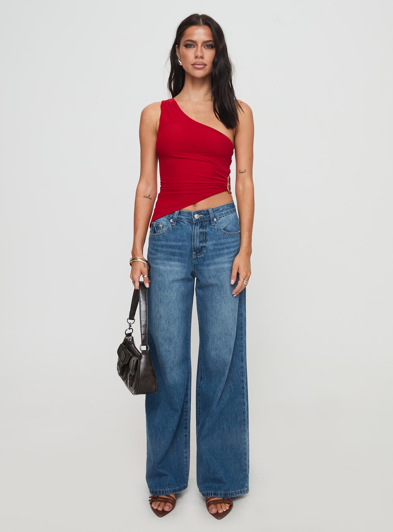 Machiatto One Shoulder Top Red - Image 7