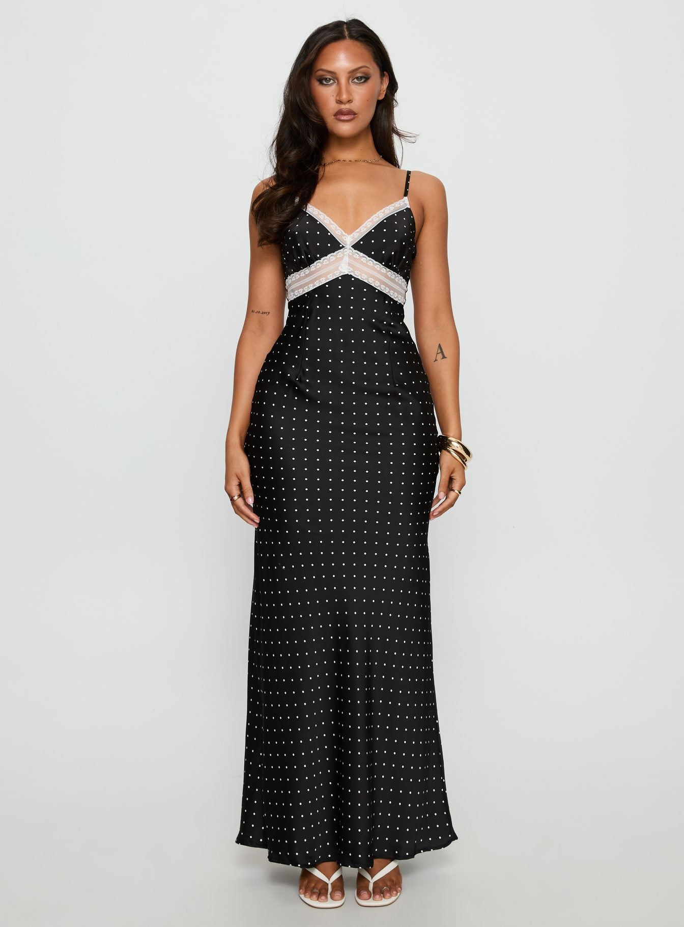 Inki Lace Maxi Dress Black Polka Dot - Image 6