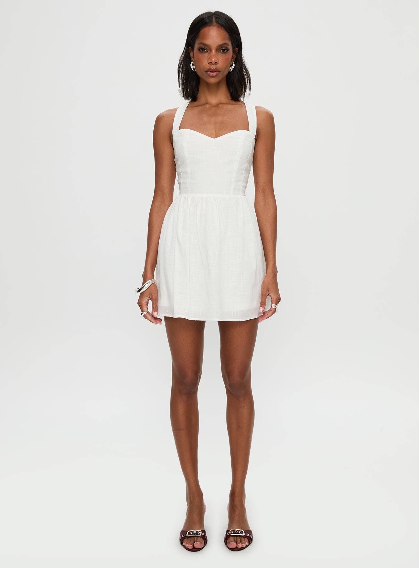 Zolena Halter Mini Dress White - Image 7