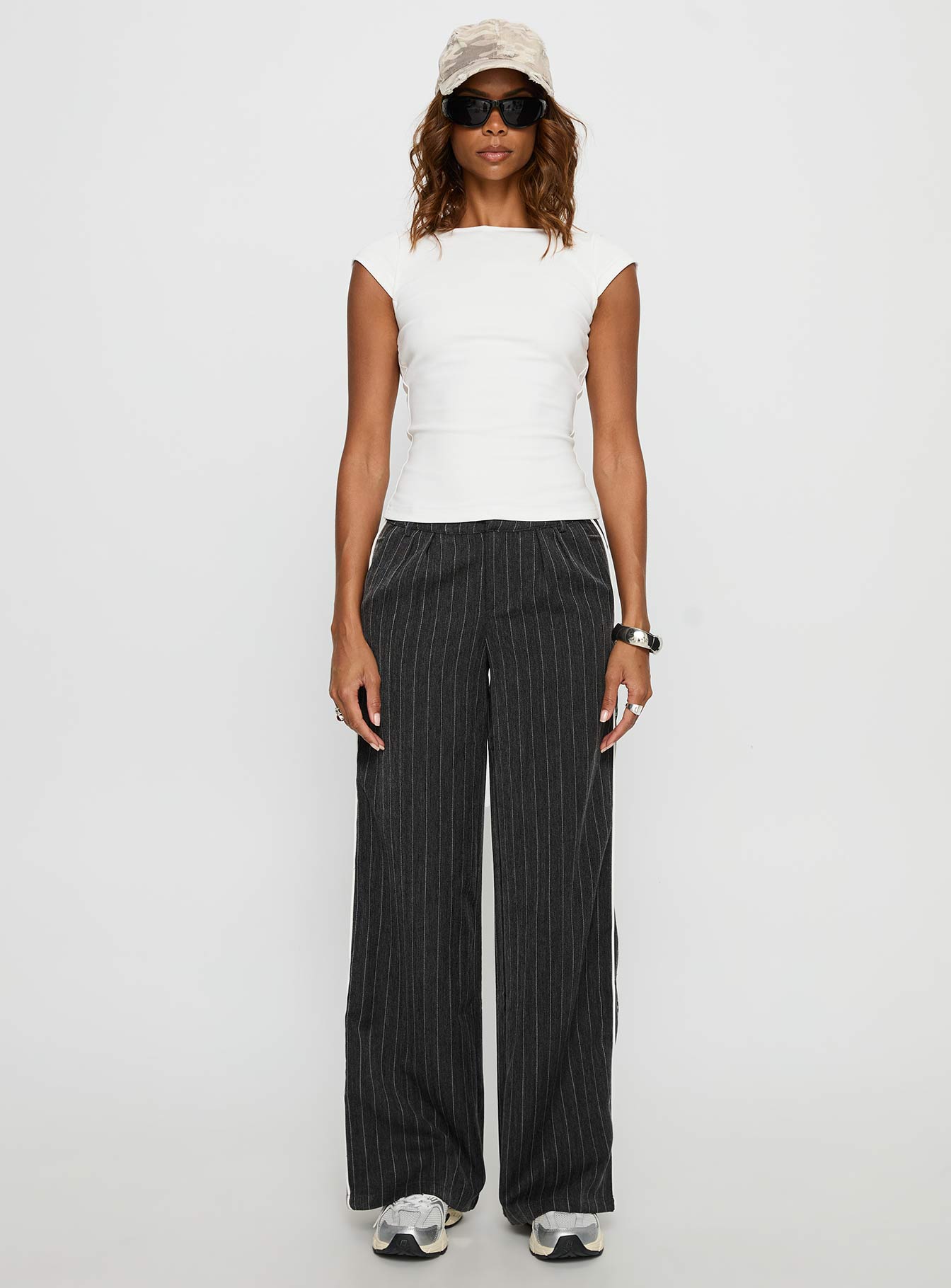 Knowla Pleated Trouser Pant Grey Pinstripe - Image 7