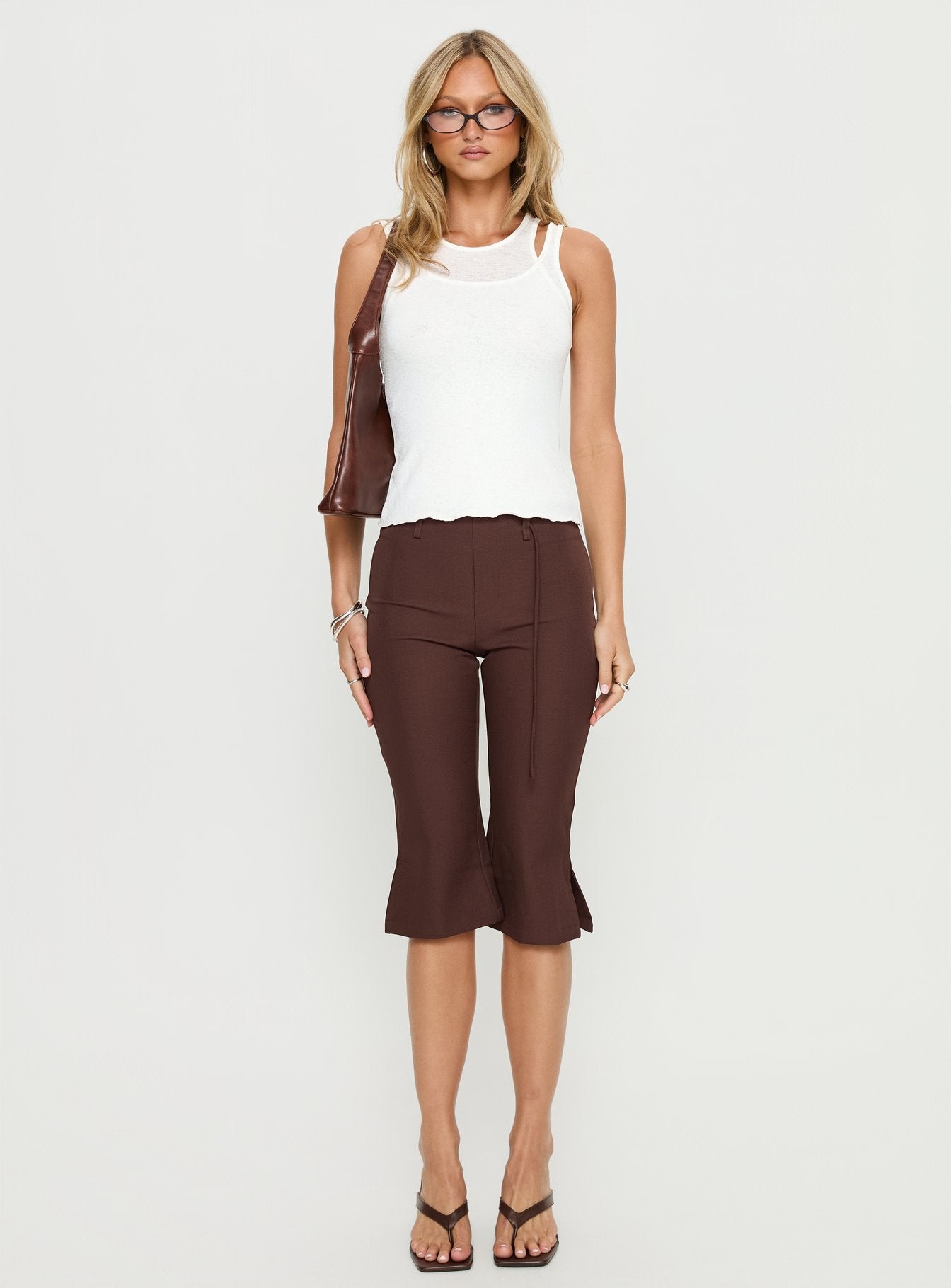 Giorgie Belted Capri Pant Chocolate Brown - Image 6