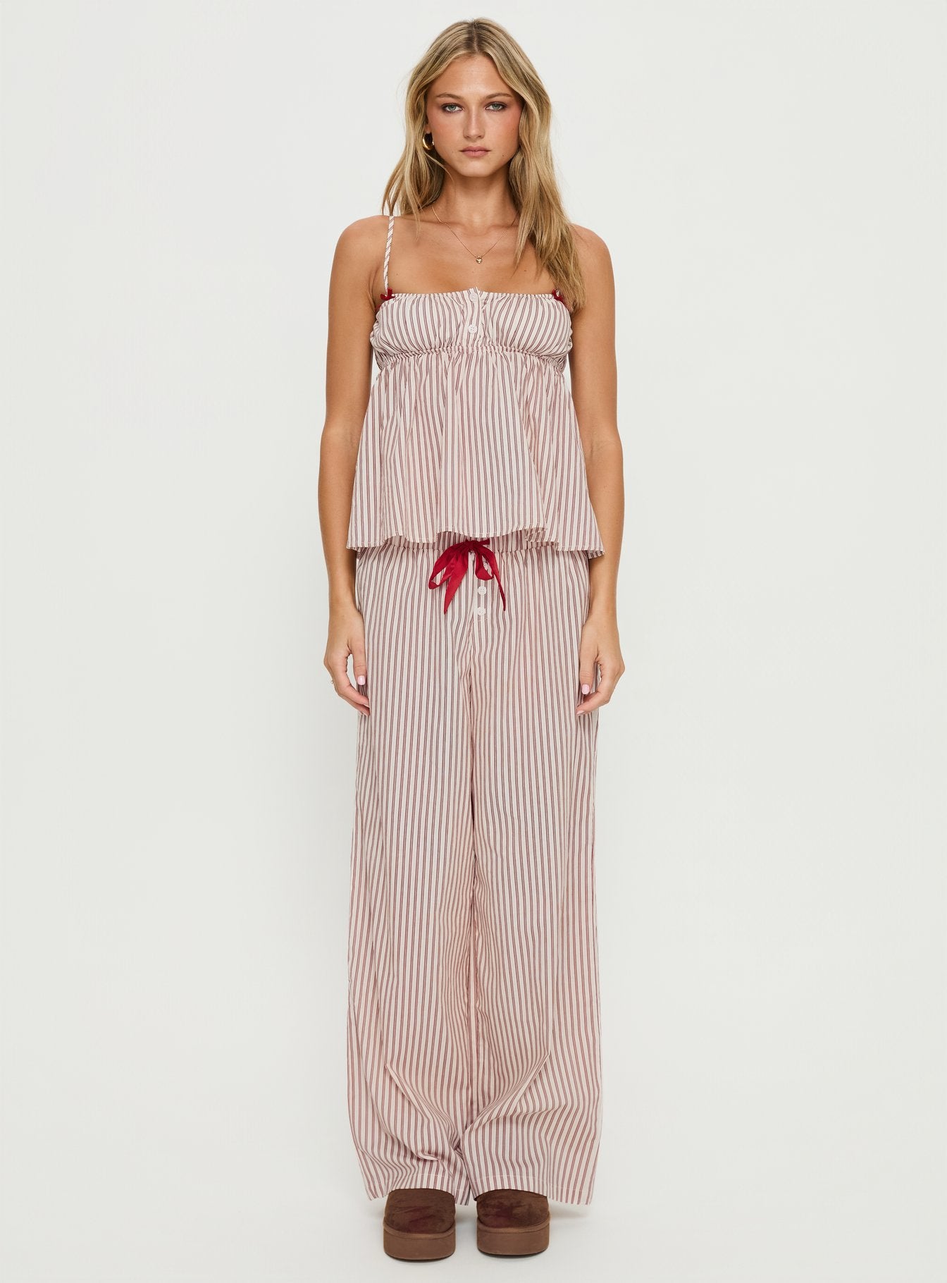 Chill Club Sleep Relaxed Pants Red White Stripe - Image 7