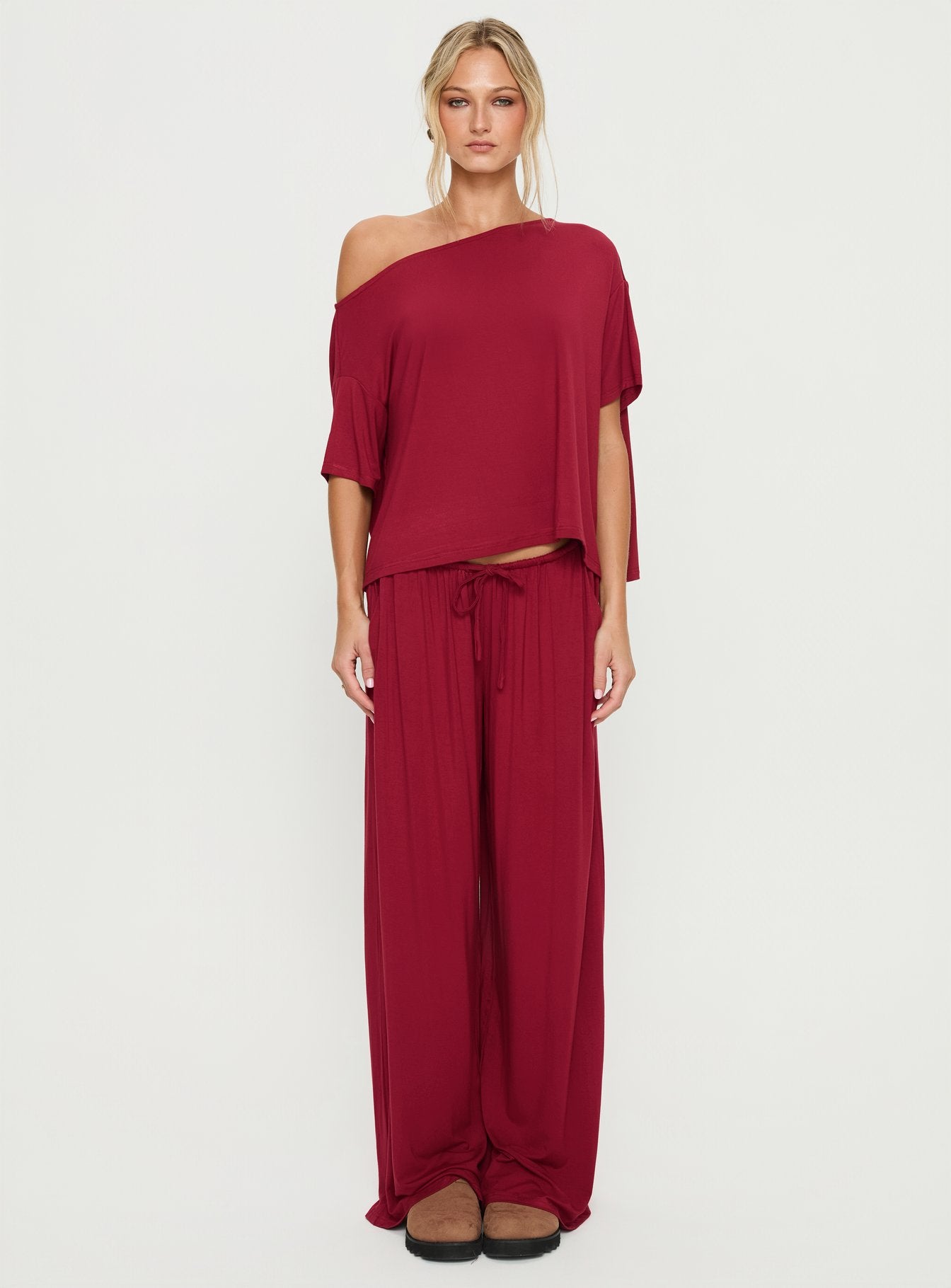 Cozy Hour Sleep Relaxed Pants Red - Image 7