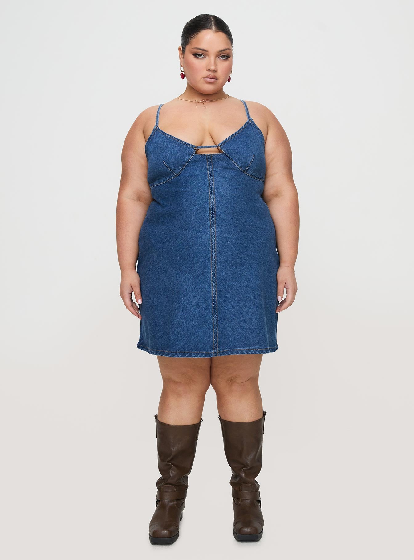 Arwen Denim Mini Dress Blue Curve - Image 6