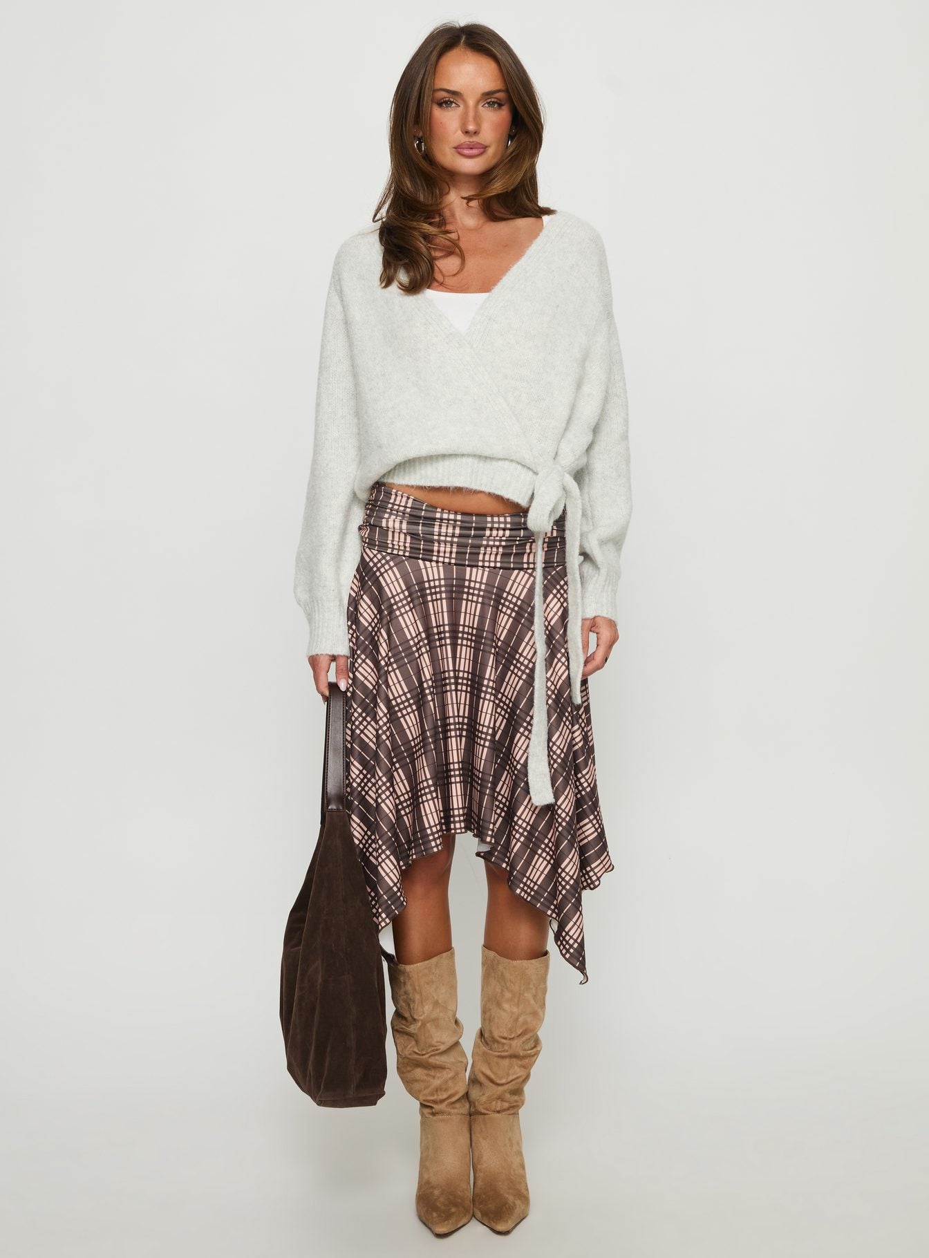 Daelan Wrap Knit Cardigan Grey Marle - Image 7