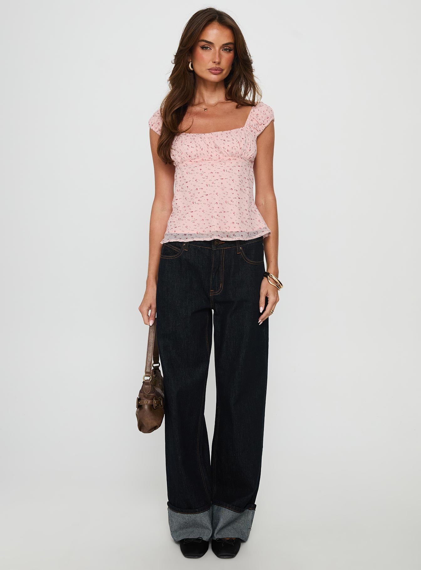 Crush It Cap Sleeve Babydoll Top Pink Floral - Image 6