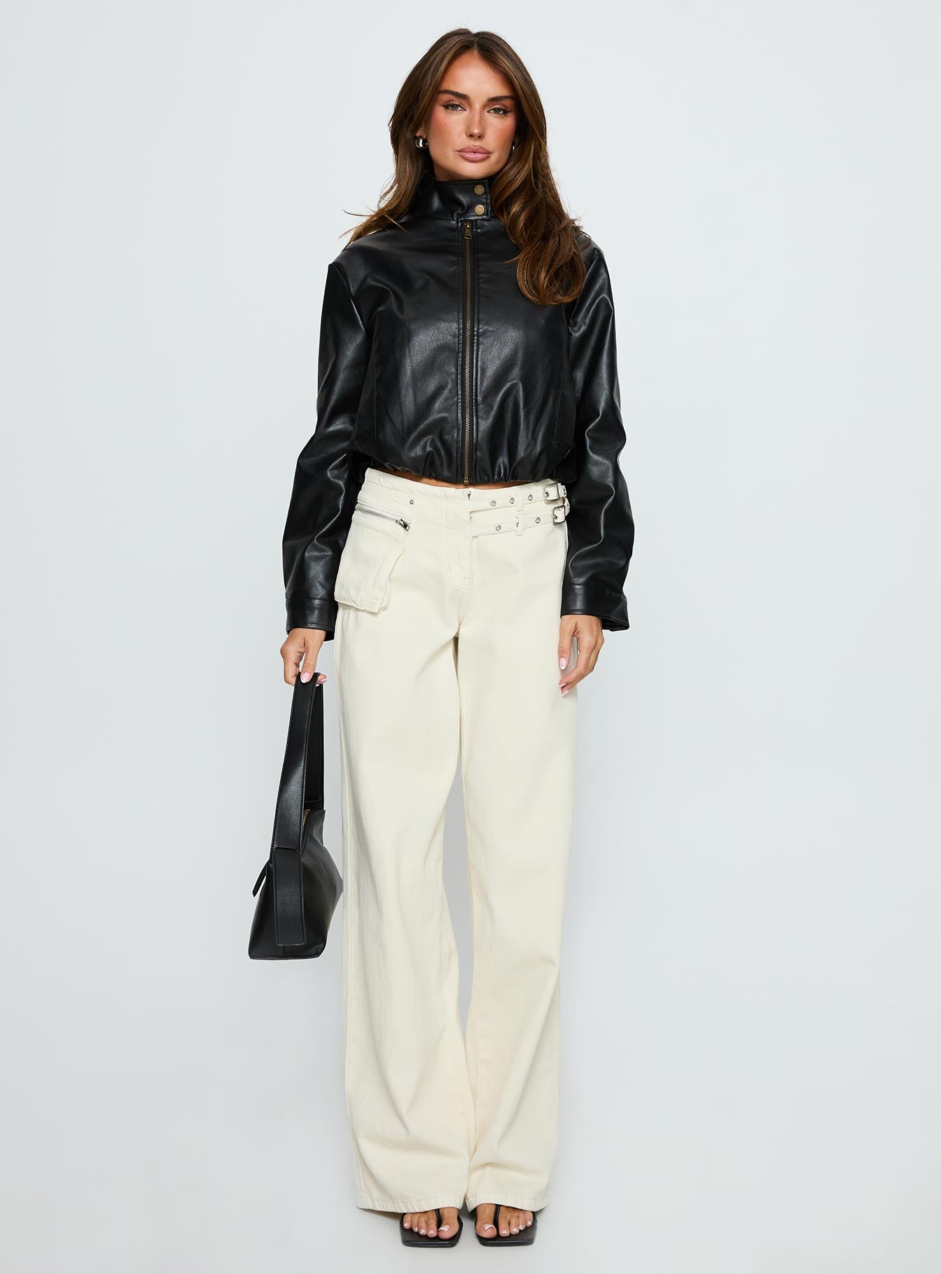 Monay Faux Leather Jacket Black - Image 6