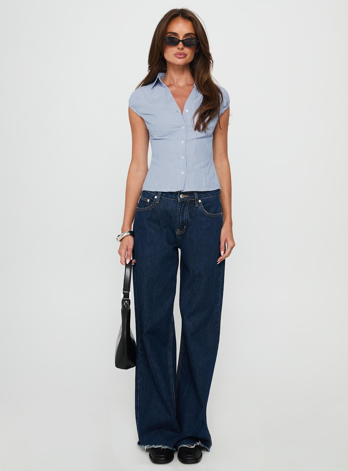 Good Reason Cap Short Sleeve Shirt Blue Stripe - Image 7