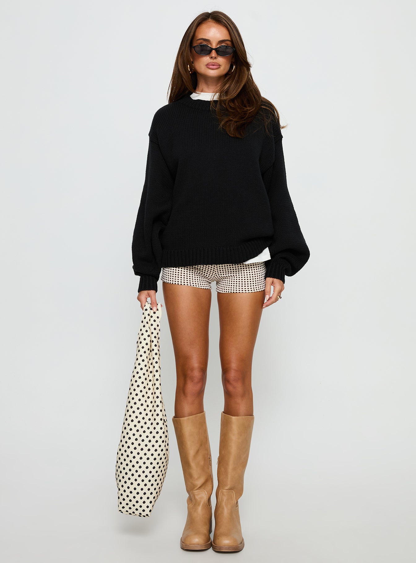 Harmony Balloon Sleeve Knit Sweater Black - Image 7