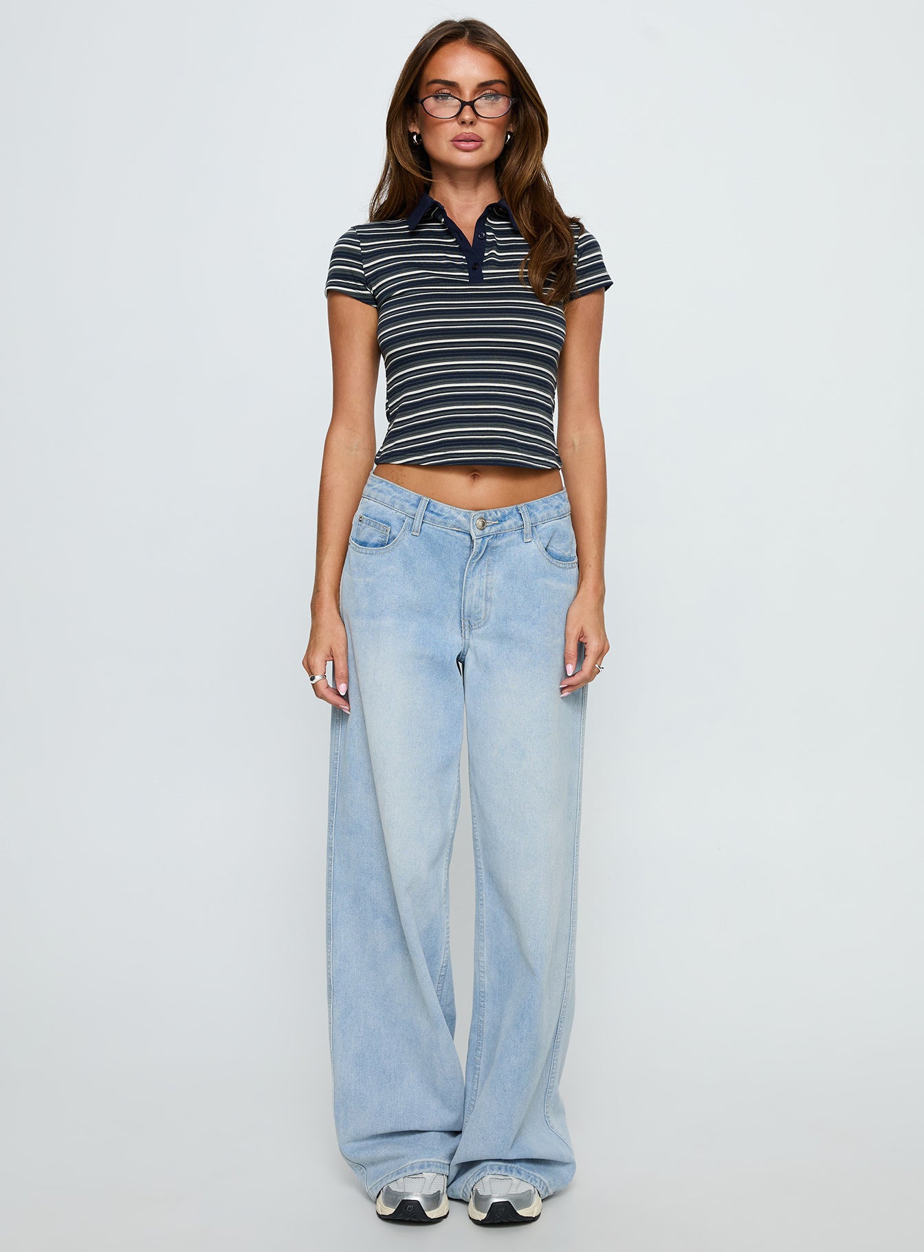 Sylvanna Collared Top Navy Stripe - Image 7