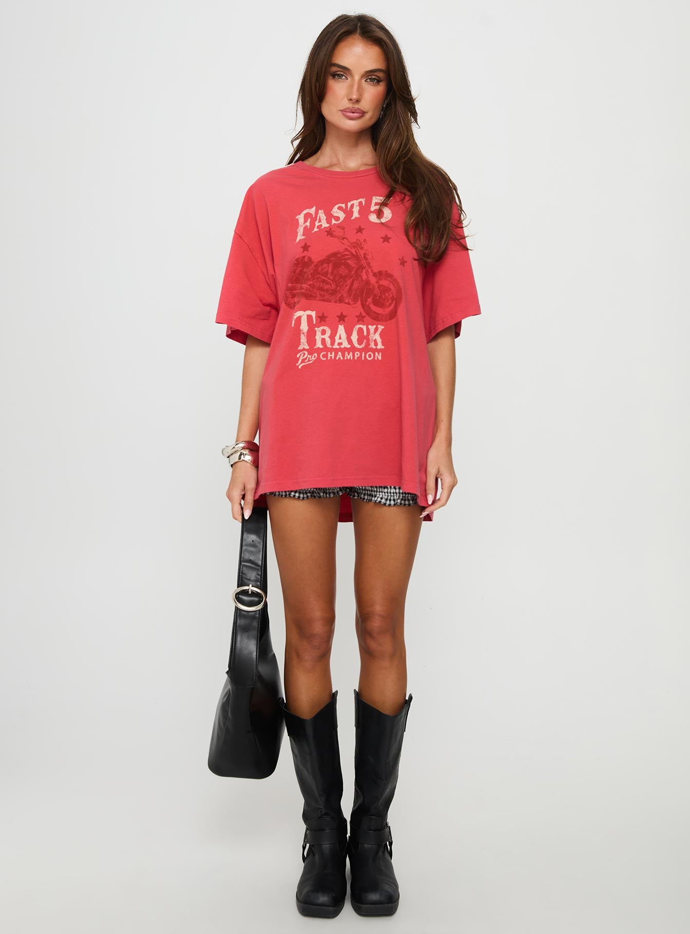 Fast Track Oversized Graphic Top Red - Image 6