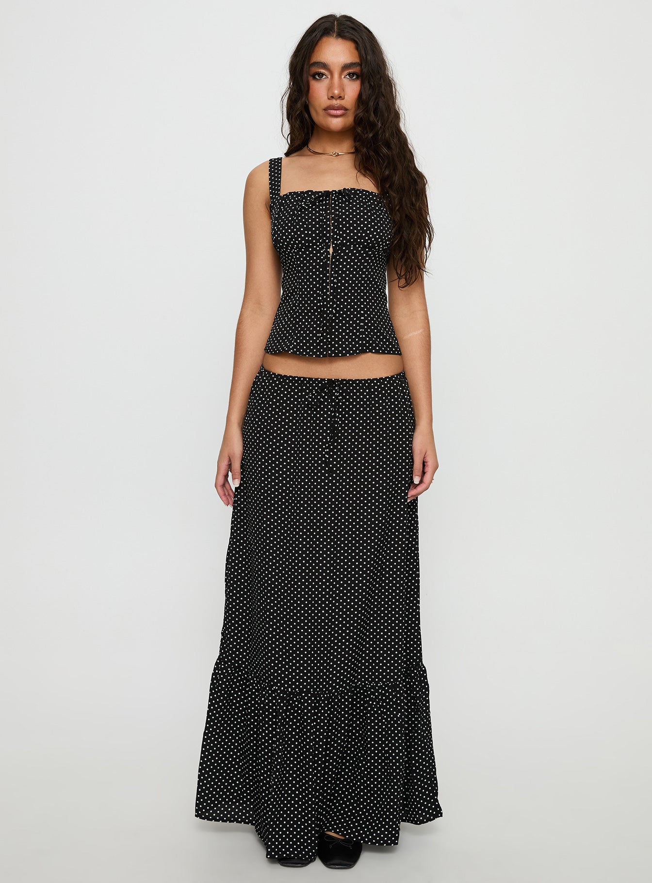 Modern Girl Maxi Skirt Black Polka Dot - Image 7