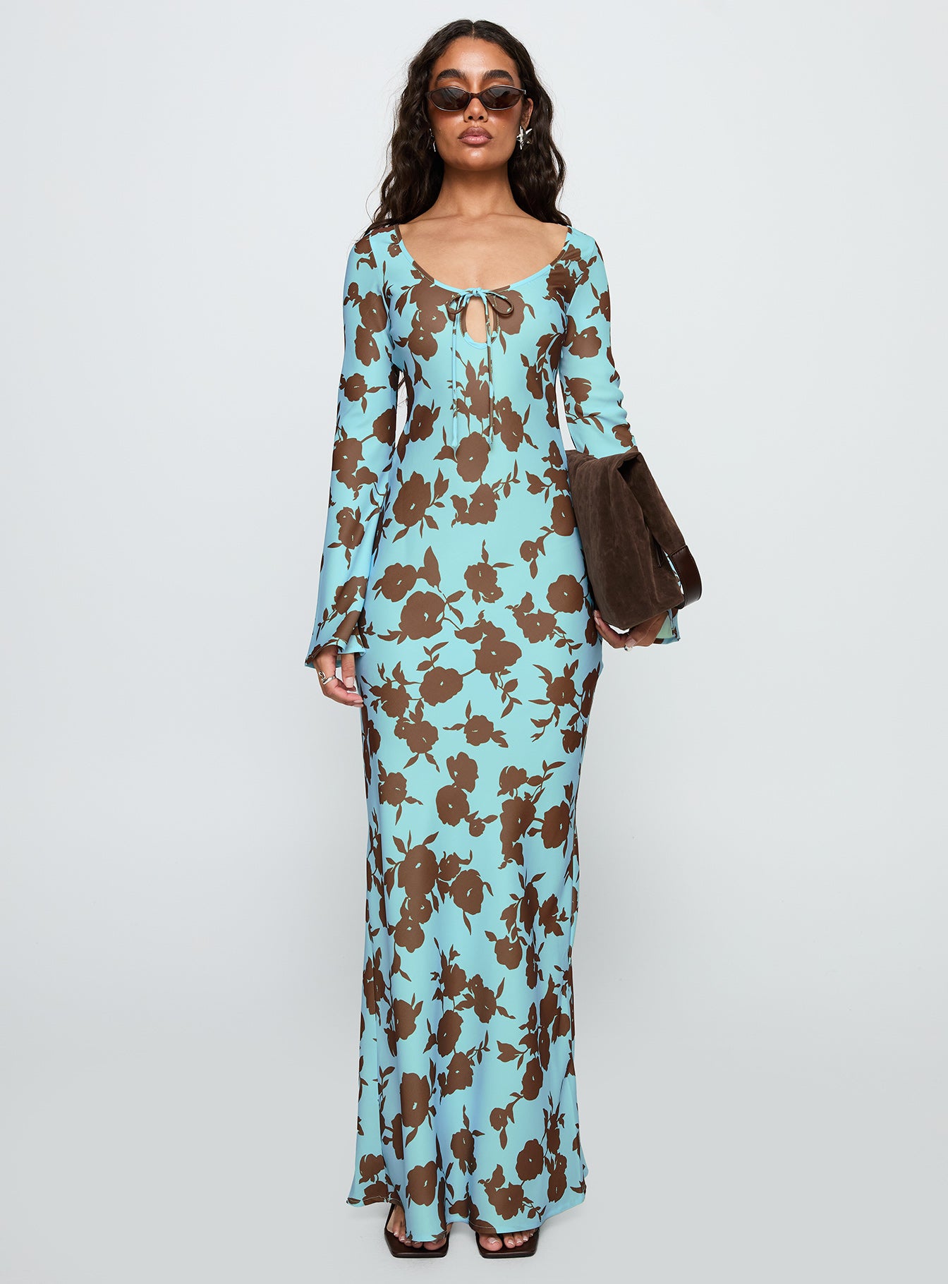 Elorie Long Sleeve Maxi Dress Blue Brown - Image 7