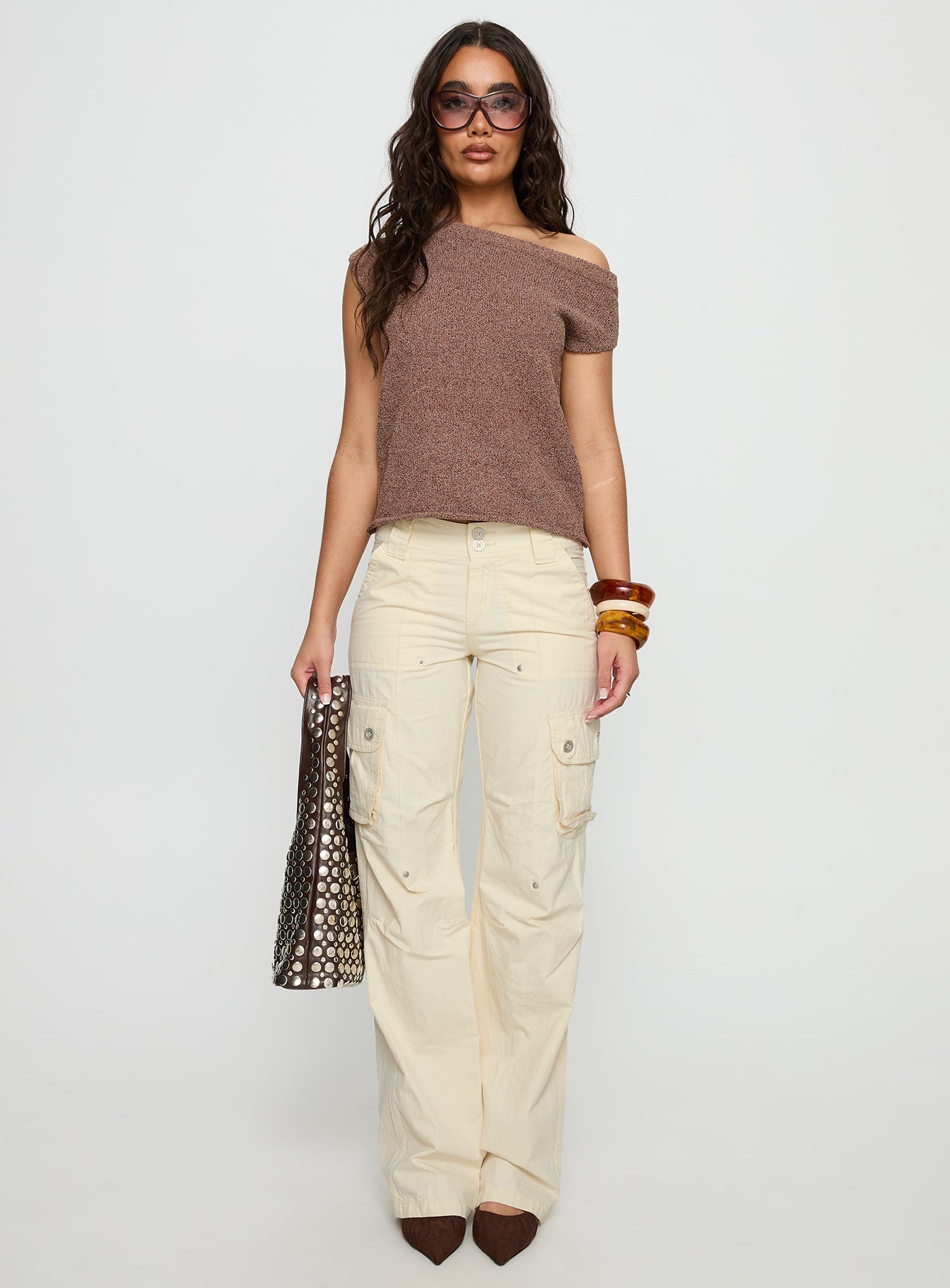 Ashfield Off Shoulder Top Brown - Image 7