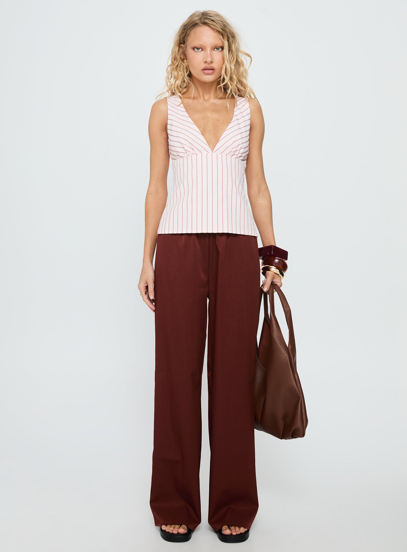 Callaia Plunge Cami Top Pink Stripe - Image 6