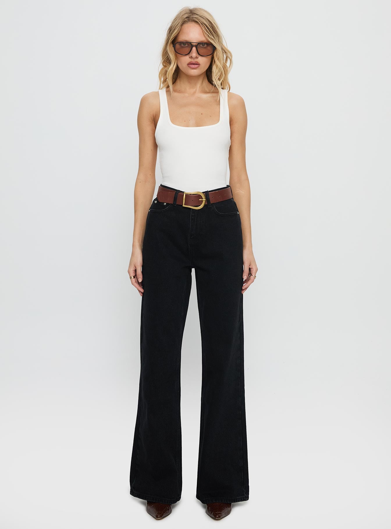 Maple Mid Rise Flare Washed Black - Image 7