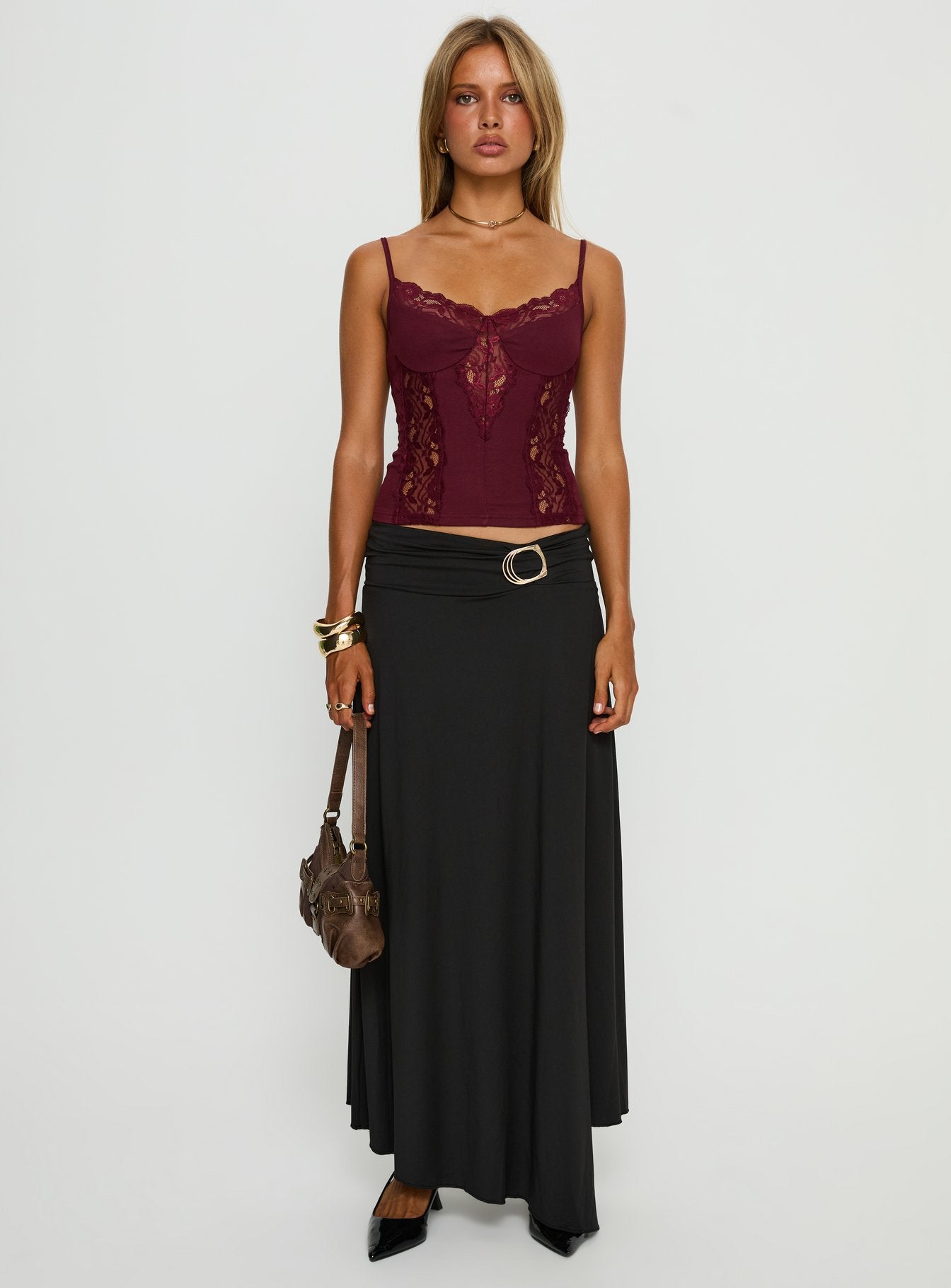 Nola Hardware Slit Maxi Skirt Black - Image 6