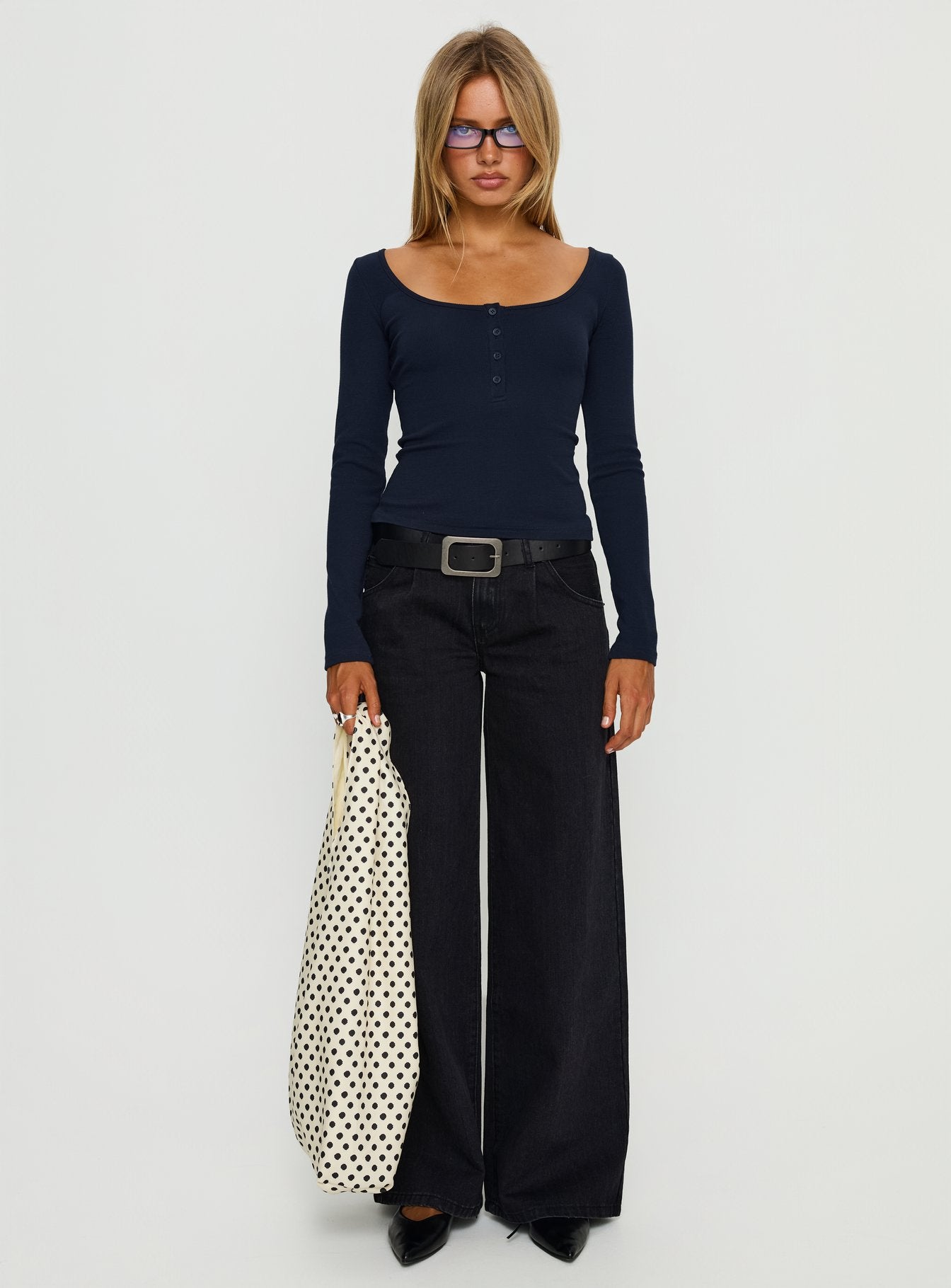 Supercut Low Rise Baggy Pleat Jeans Washed Black - Image 6